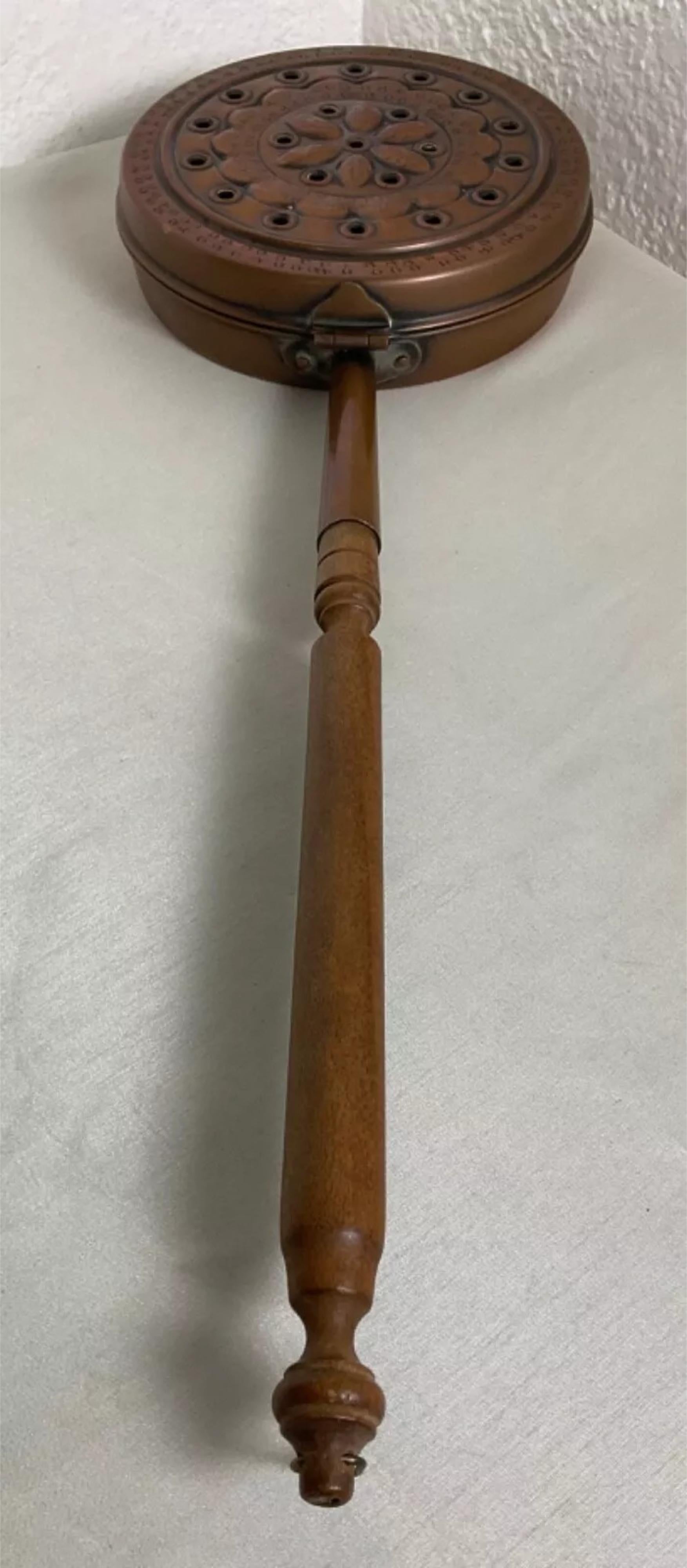 Vintage 1940s Copper Bed Warmer by Villedieu, France - 2Y542 For Sale 5