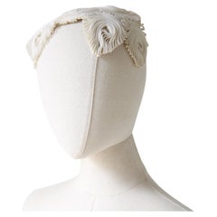 Vintage 1940's cream swirling braided percher hat original 1940's cream hat
