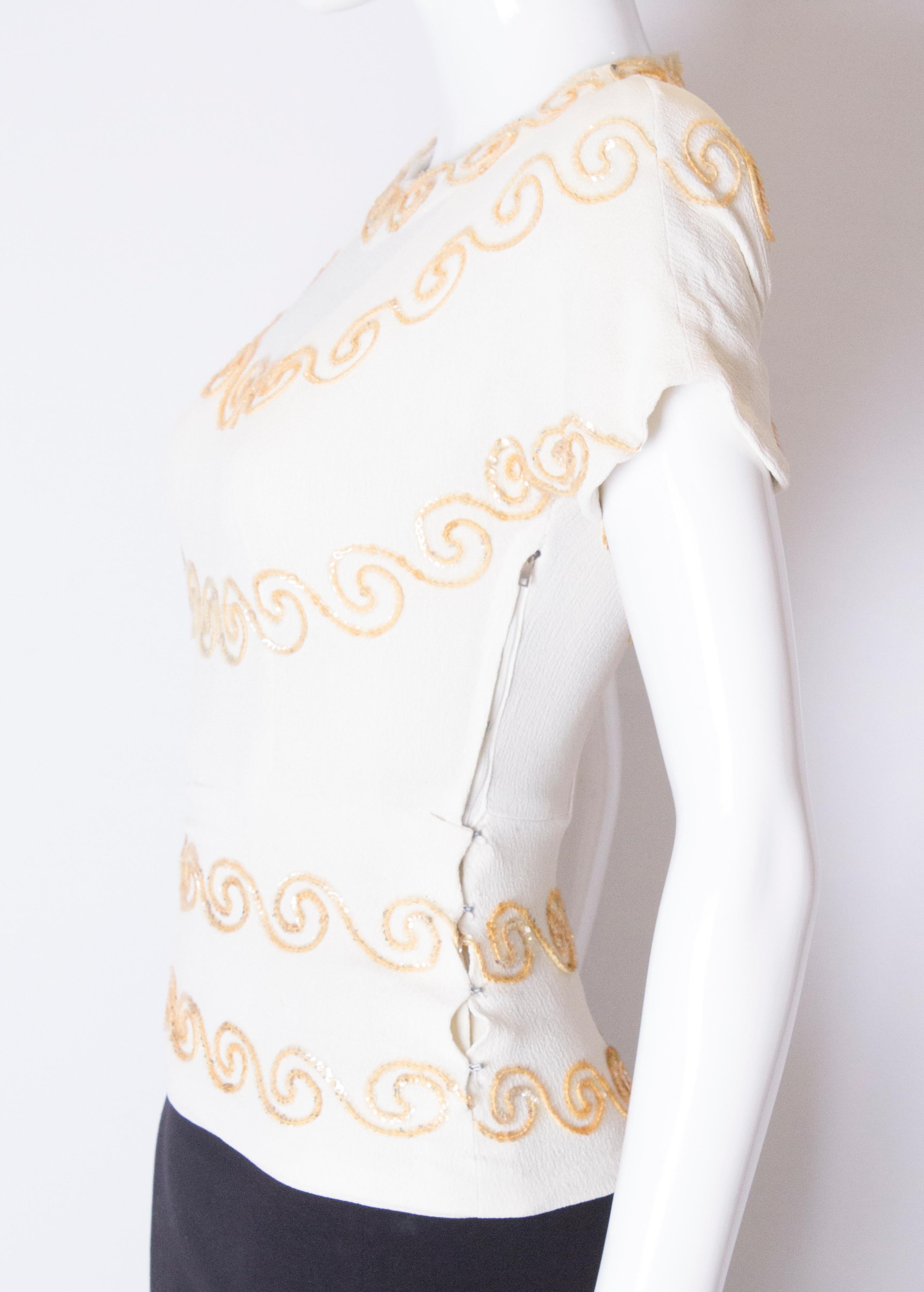Vintage 1940s Crepe Top with Sequin Detail 1