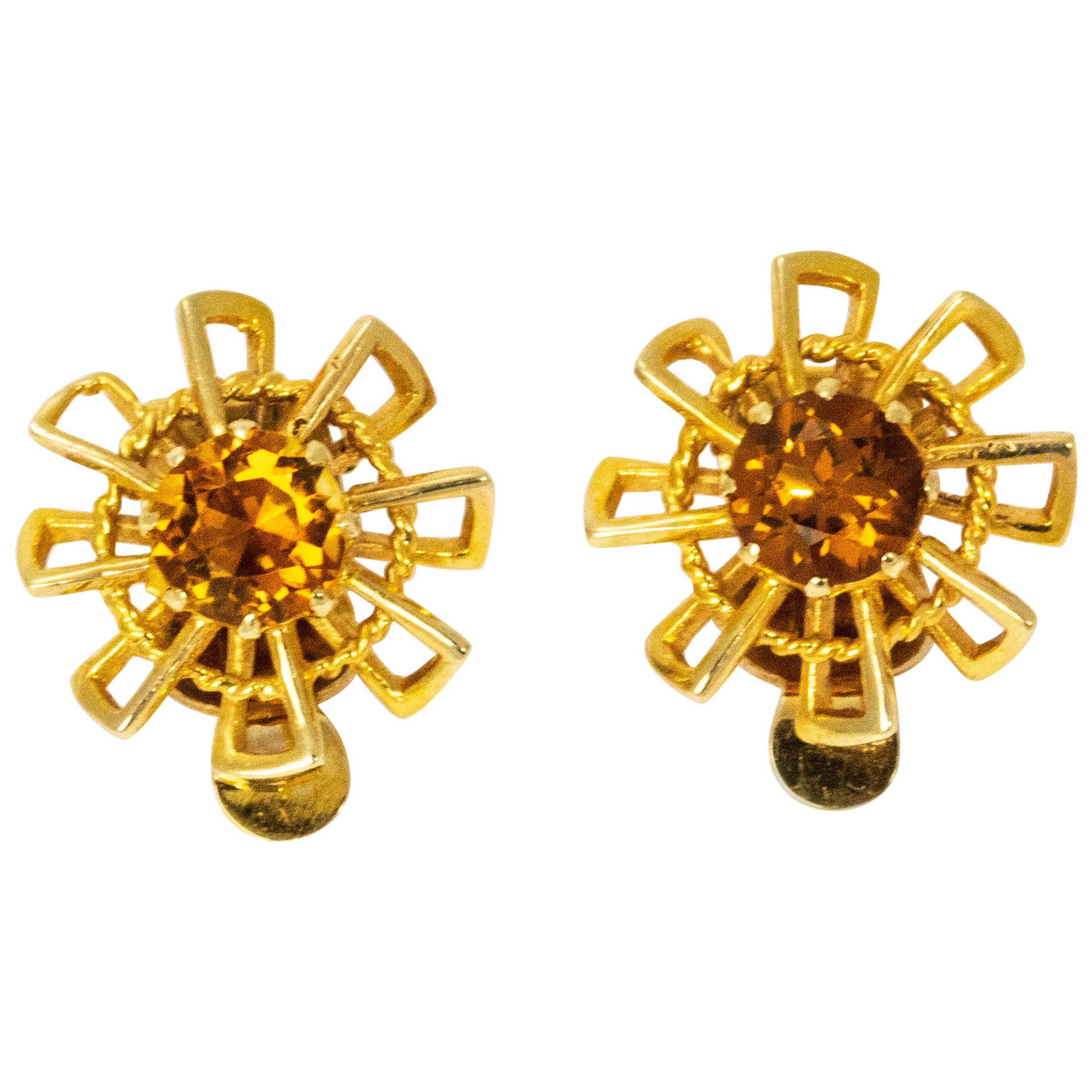 Vintage 1940s Crop and Farr Topaz 9 Carat Gold Earrings