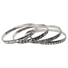 Vintage 1940's Danecraft Felch Sterling Silber Armreif Armbänder:: Satz von vier