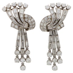 Vintage 1940's Deco Inspired Diamond Drop Earrings