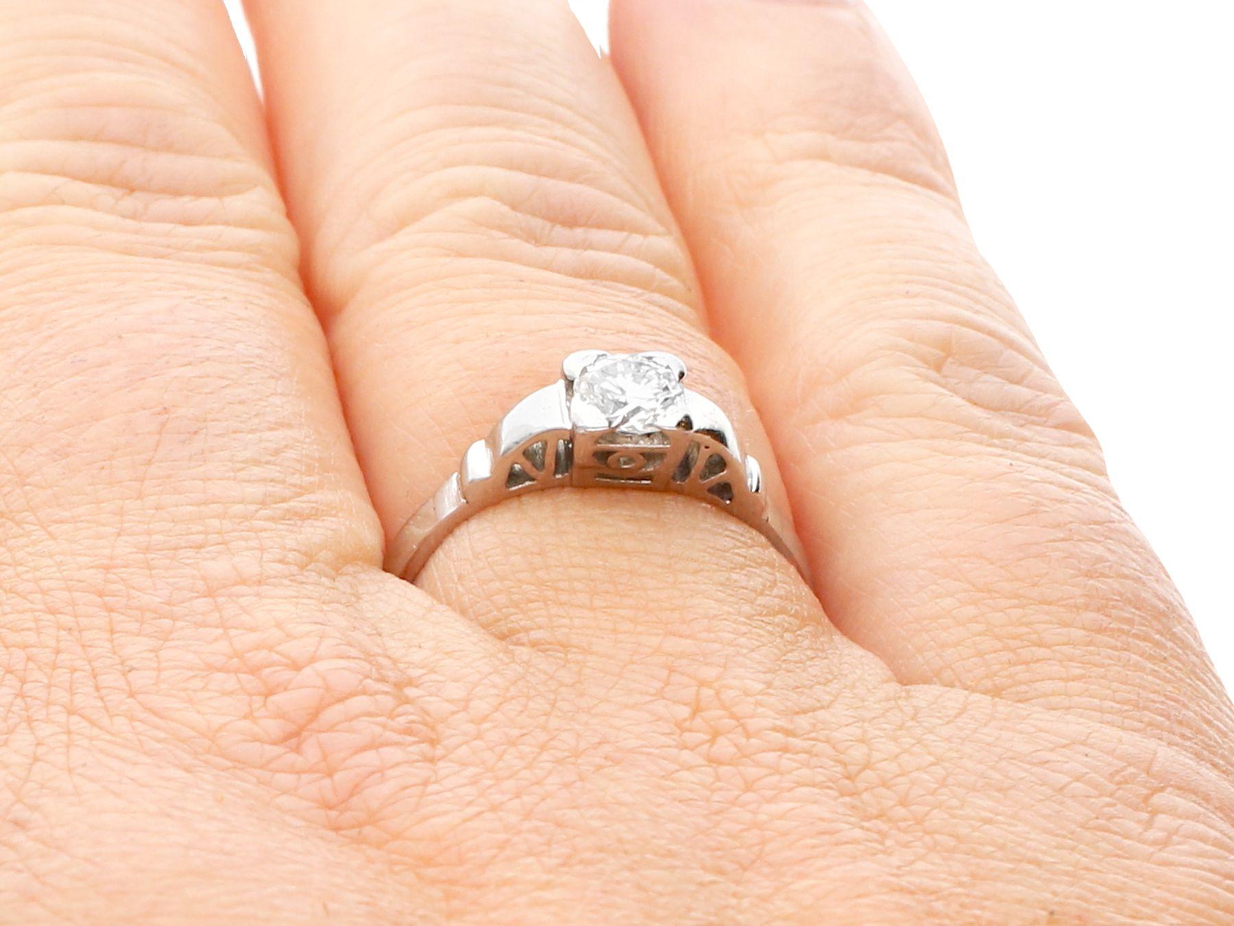 1940s Diamond White Gold Solitaire Engagement Ring For Sale 1