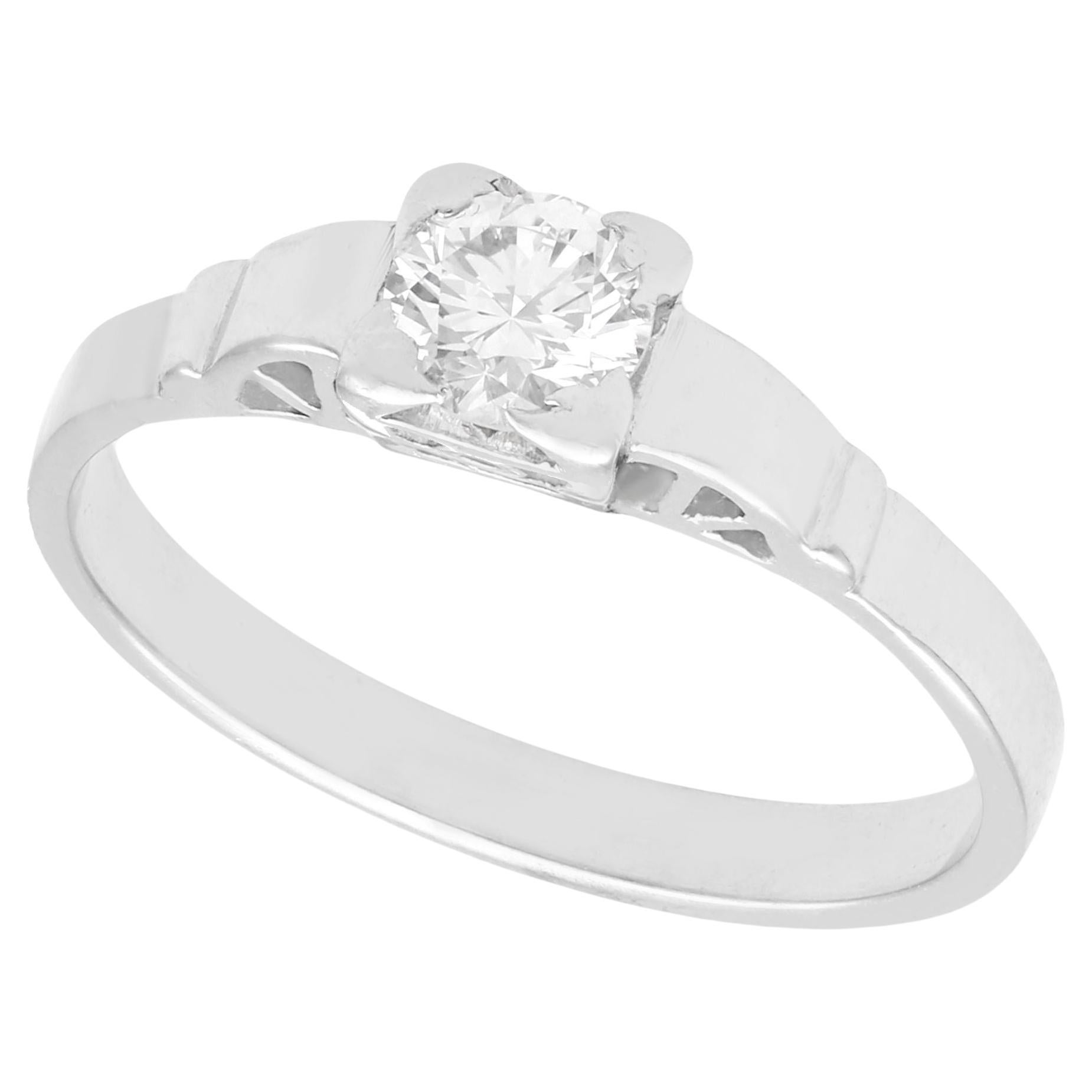 Vintage 1940s Diamond White Gold Solitaire Engagement Ring For Sale