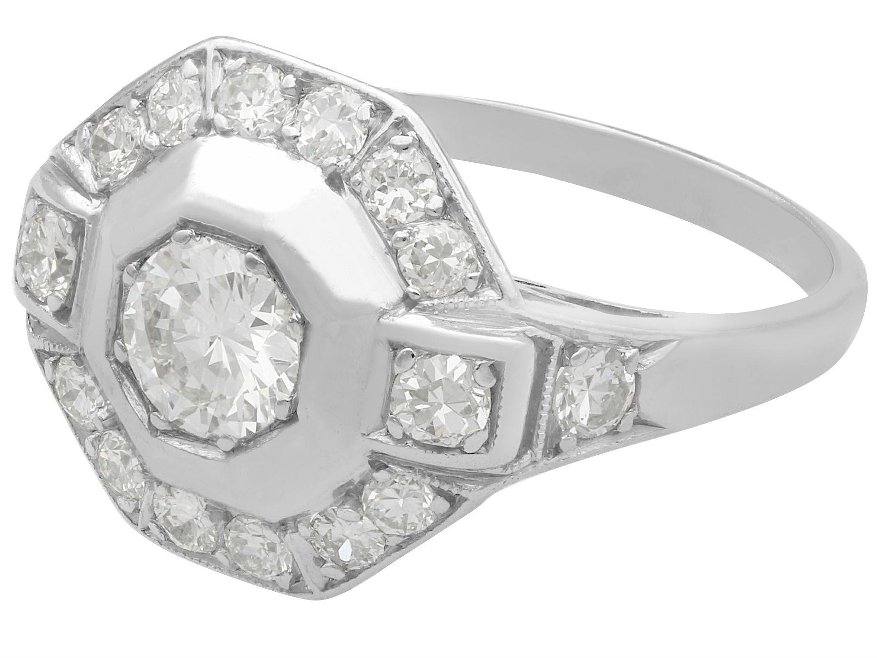 Art Deco Vintage 1940s Diamond and Platinum Cocktail Ring