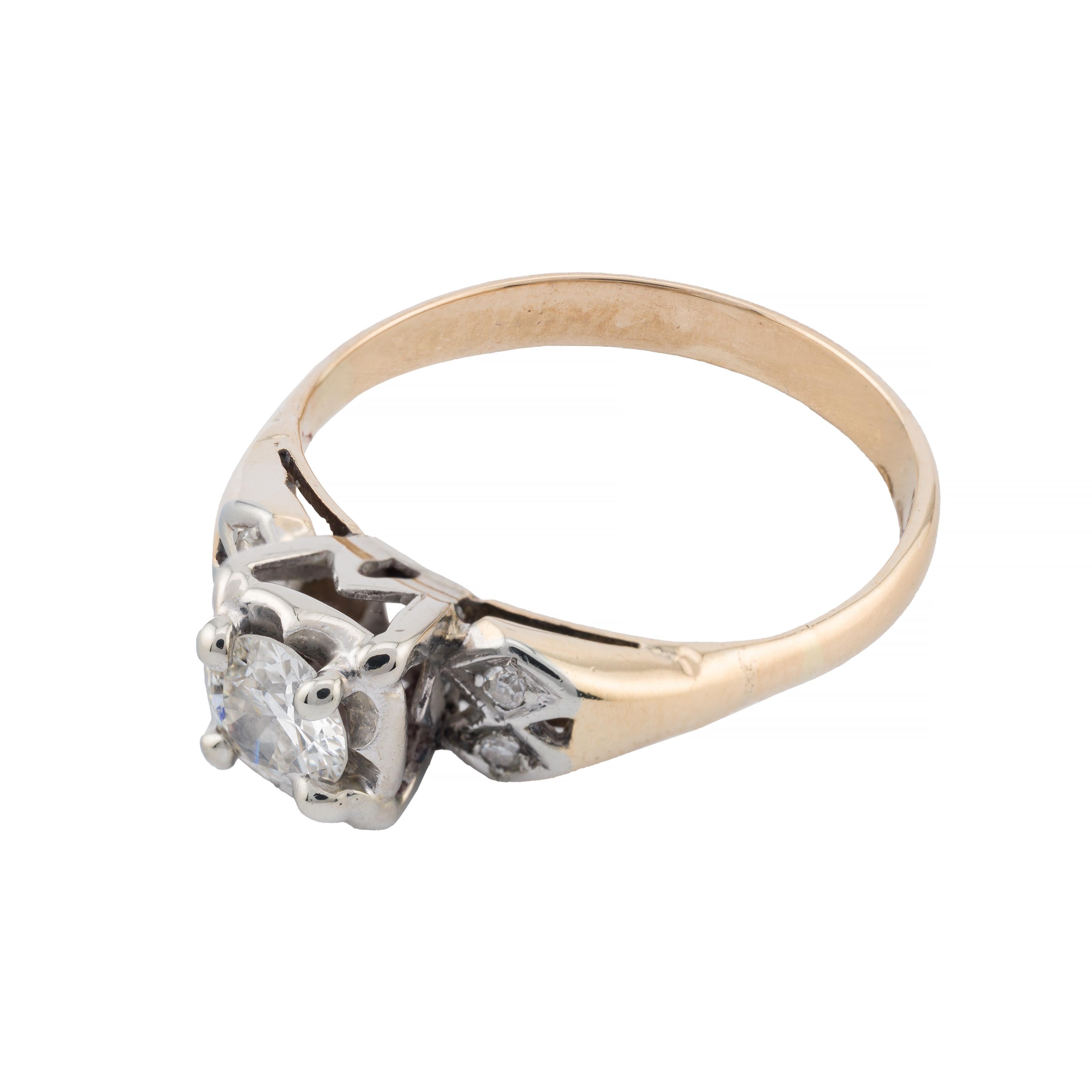 Vintage 1940's Diamant Verlobungsring in 14k Gelbgold (Retro) im Angebot