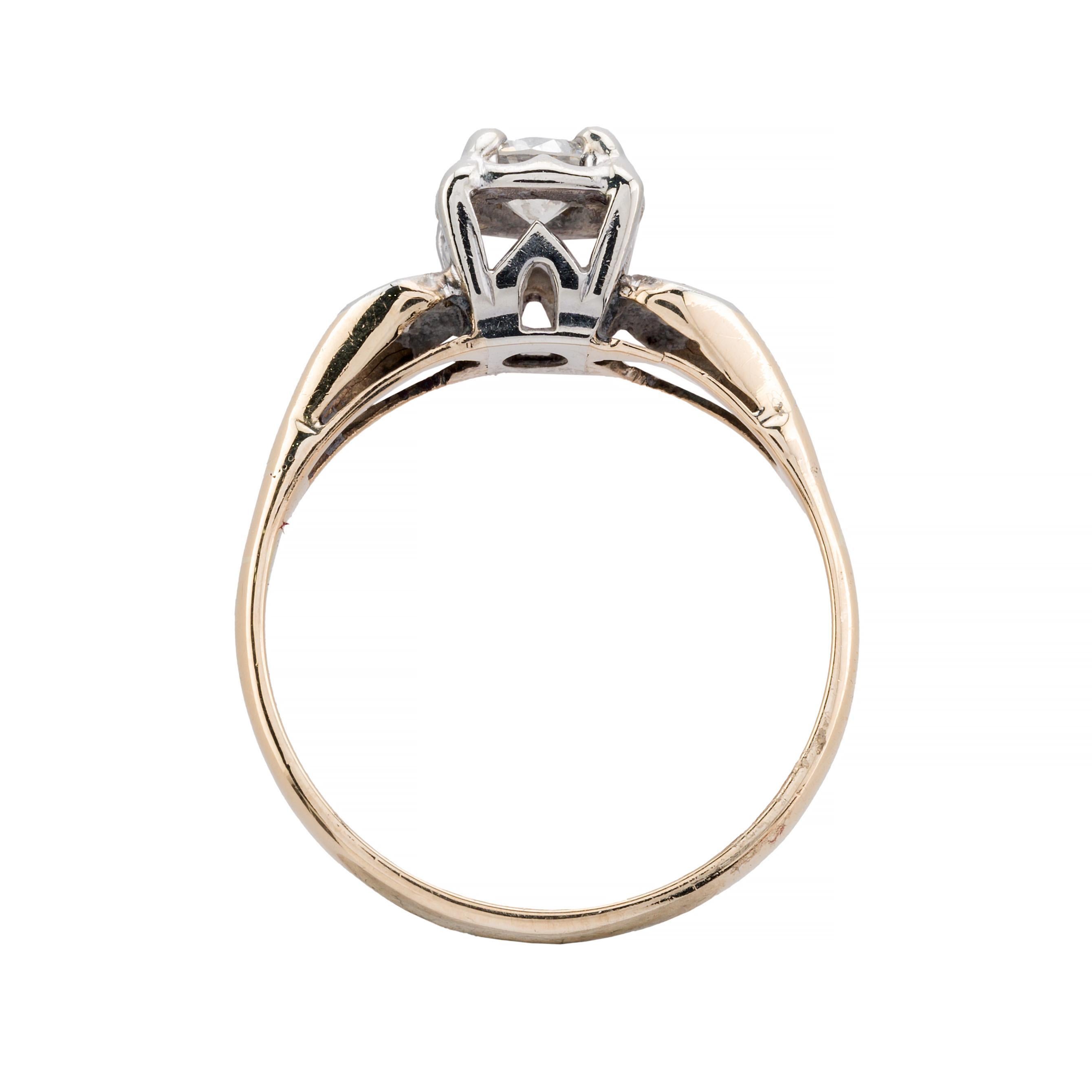 Vintage 1940's Diamant Verlobungsring in 14k Gelbgold im Zustand „Hervorragend“ im Angebot in Boston, MA