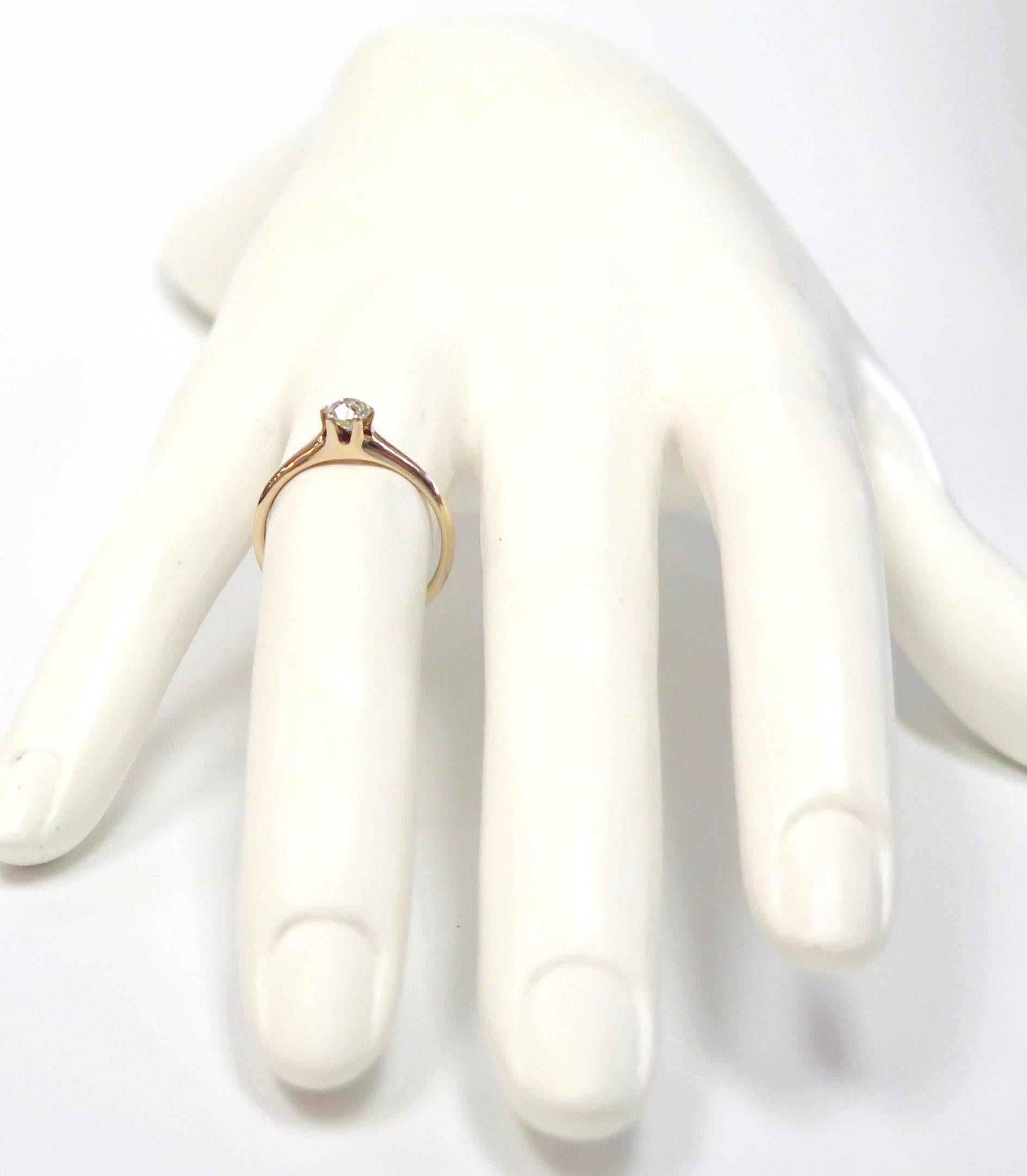 Vintage 1940s Diamond Ring / 14 Karat Rose Gold / 0.34 Carat Old European For Sale 1