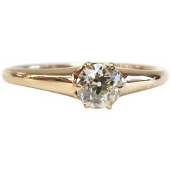 Vintage 1940s Diamond Ring / 14 Karat Rose Gold / 0.34 Carat Old European