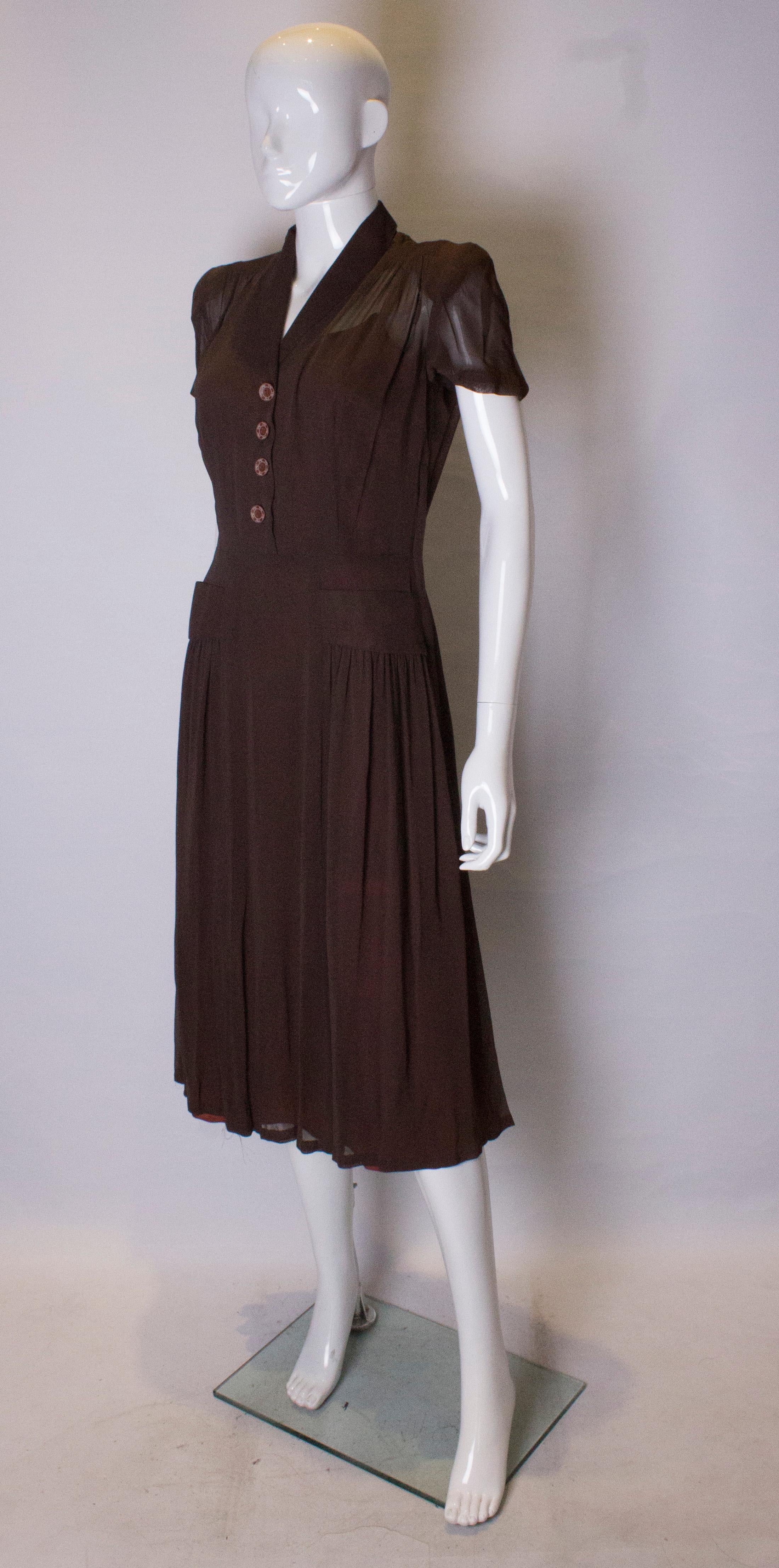 Vintage-Kleid aus den 1940er Jahren (Schwarz) im Angebot