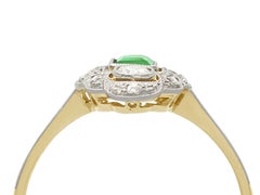 Vintage 1940s Emerald and Diamond Yellow Gold Marquise Ring