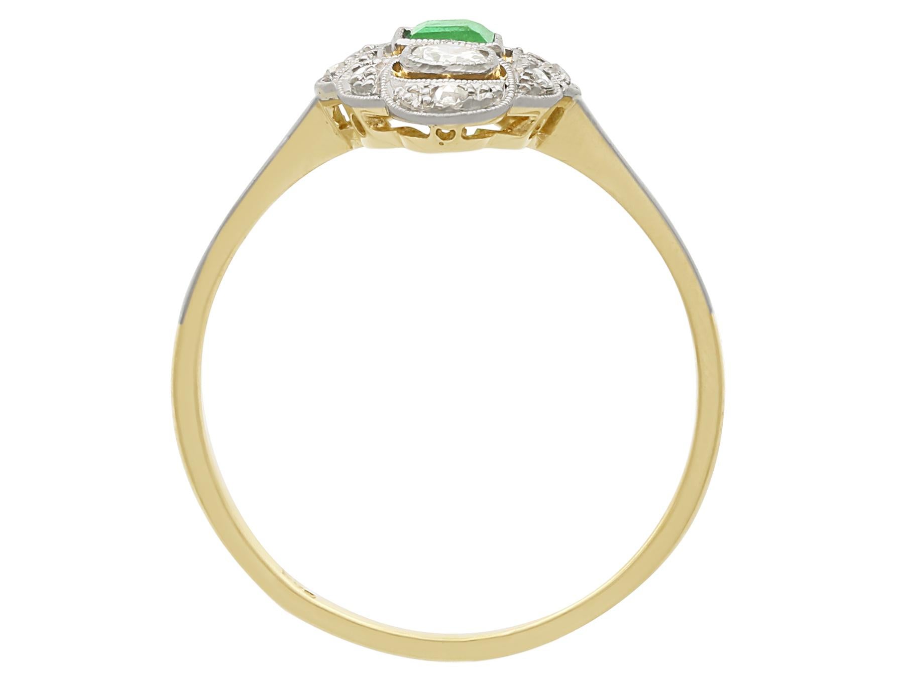 Women's Vintage 1940s Emerald and Diamond Yellow Gold Marquise Ring
