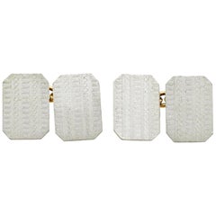 Vintage 1940s English 18K Yellow Gold & Platinum Cufflinks, 8.7g
