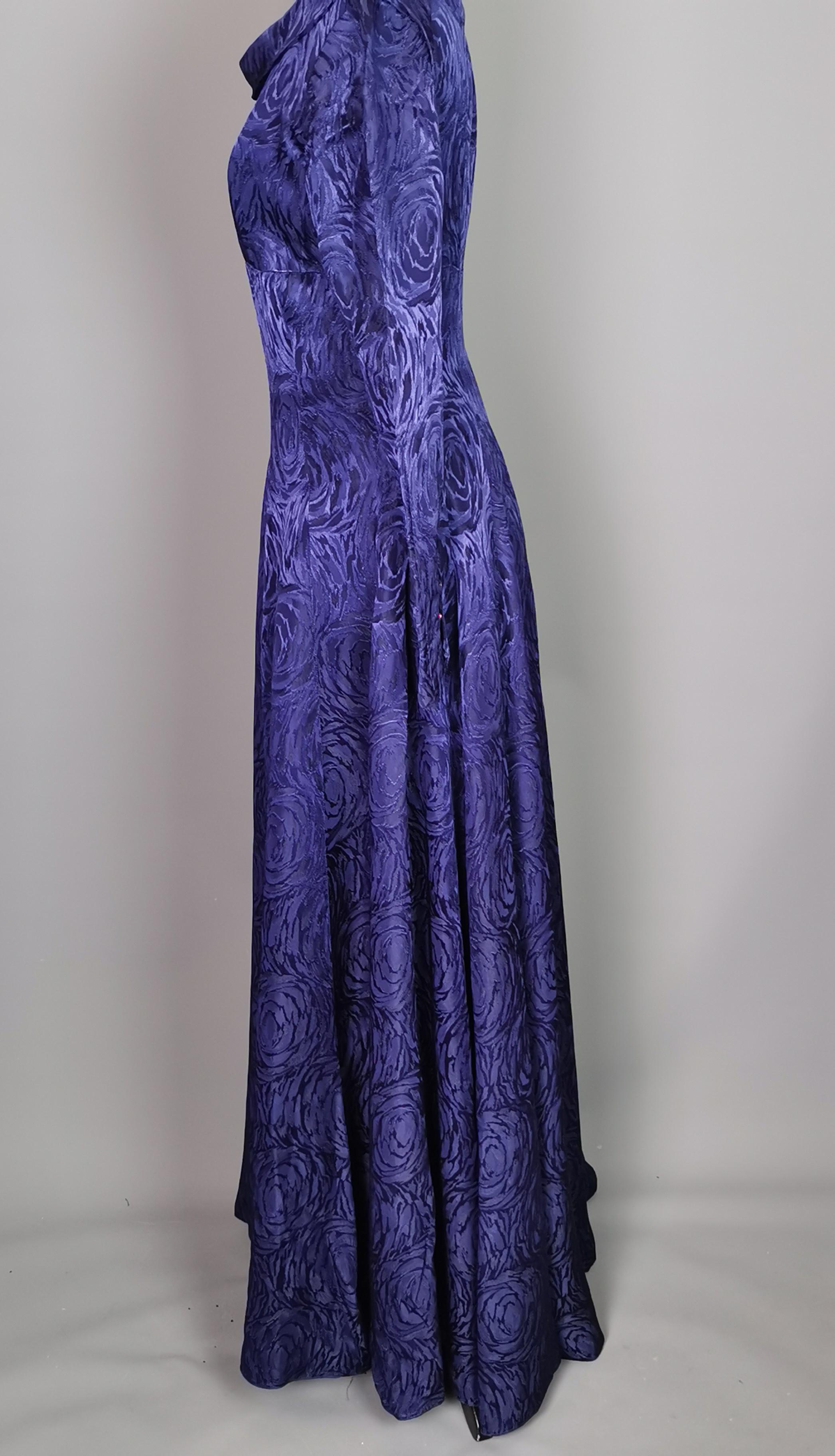 Vintage 1940s evening dress, Satin Brocade  For Sale 11