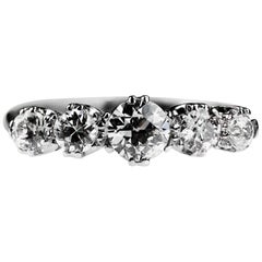 Vintage 1940s Five-Stone Old European Cut Diamond Half Eternity Ring in Platinum