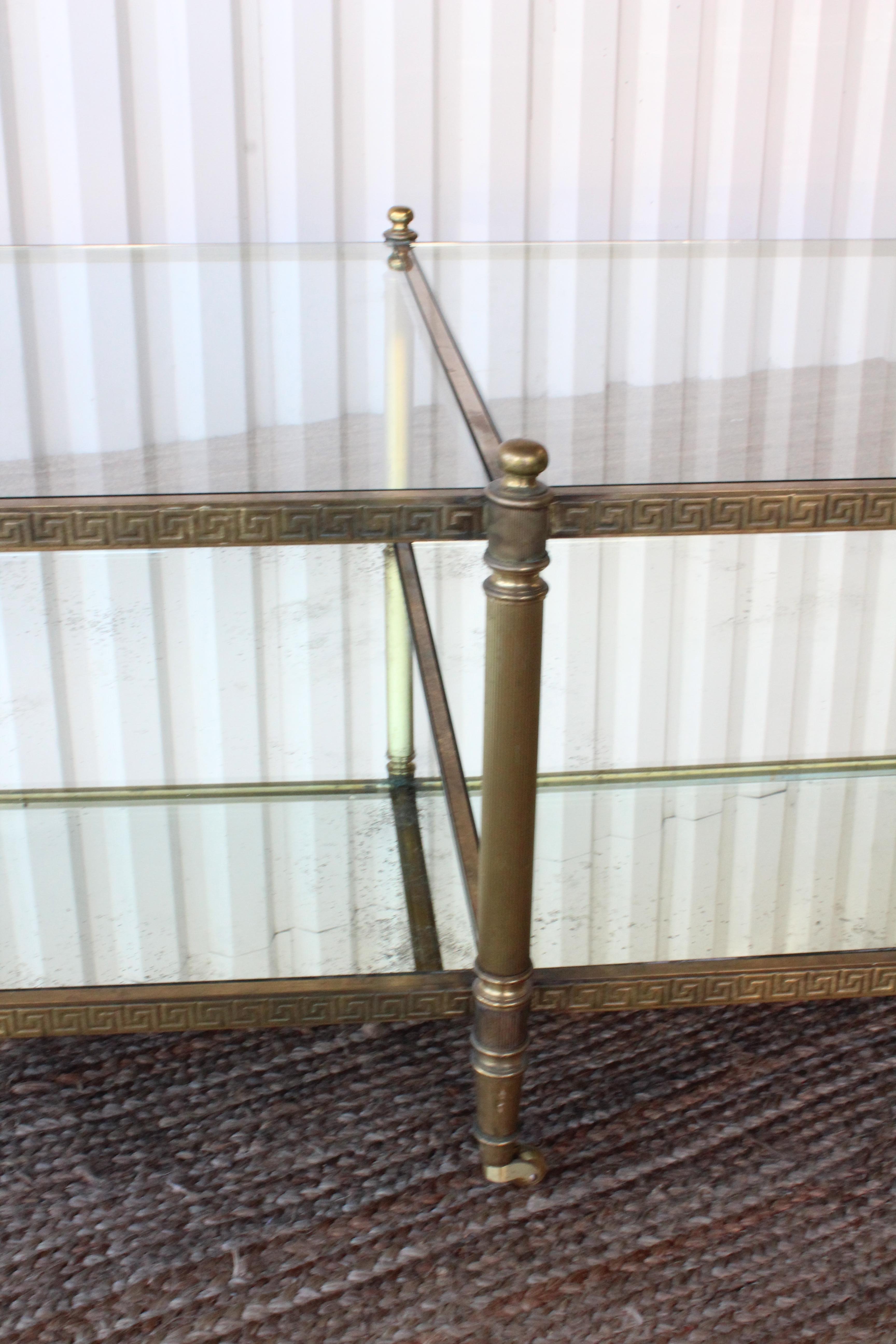 Vintage 1940s French Brass Tiered Coffee Table 7