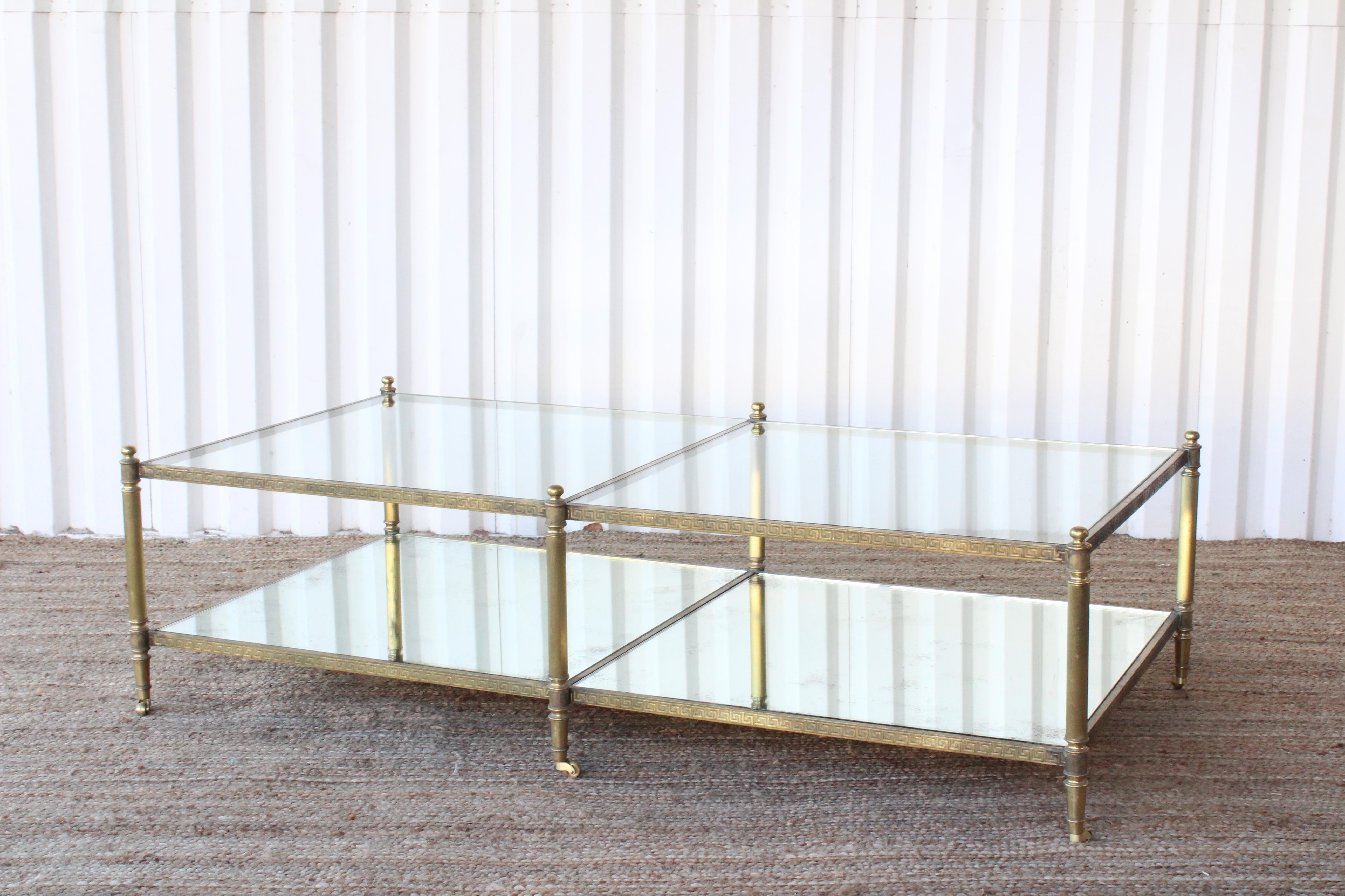 Vintage 1940s French Brass Tiered Coffee Table In Good Condition In Los Angeles, CA
