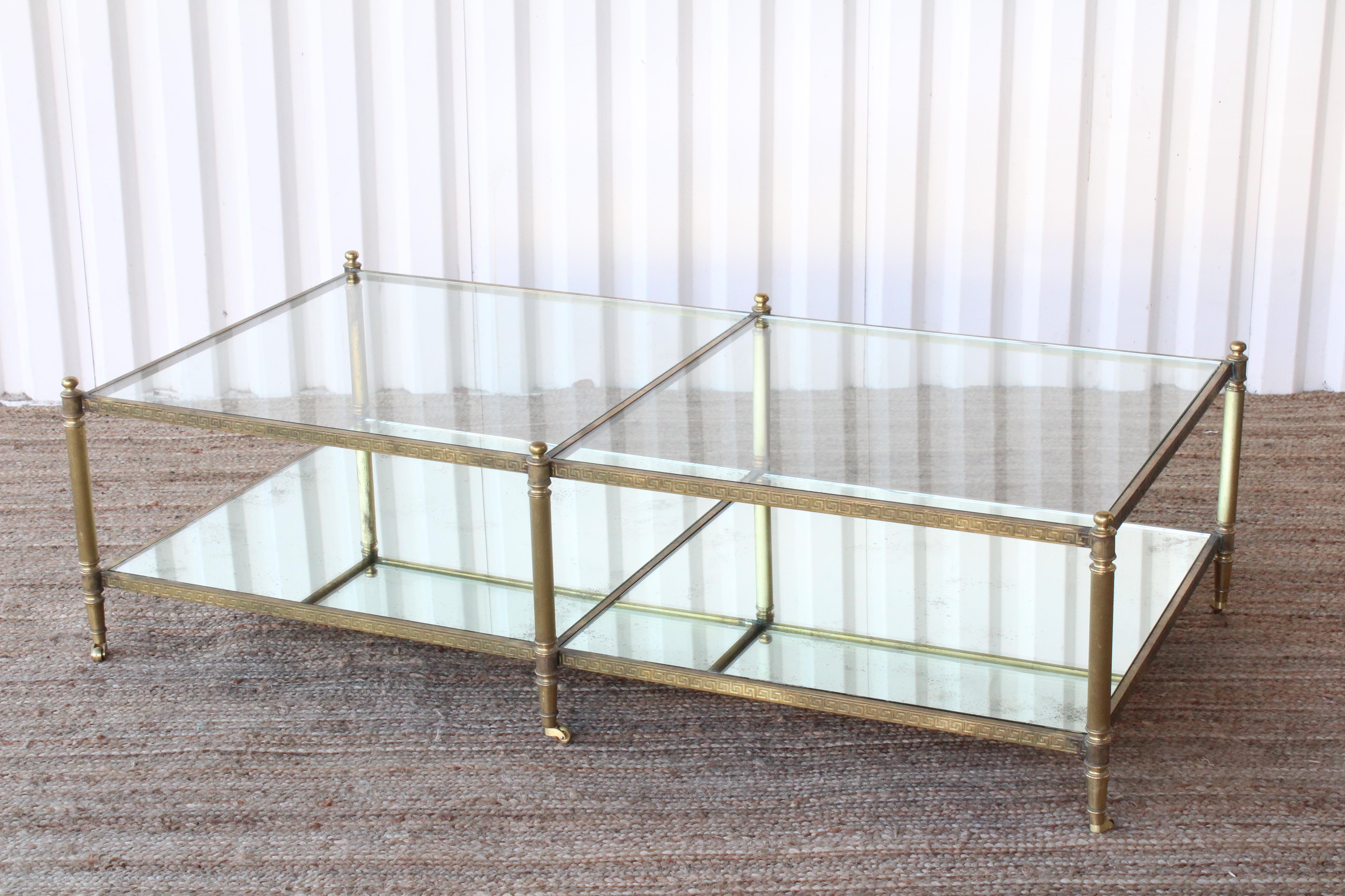 Mid-20th Century Vintage 1940s French Brass Tiered Coffee Table