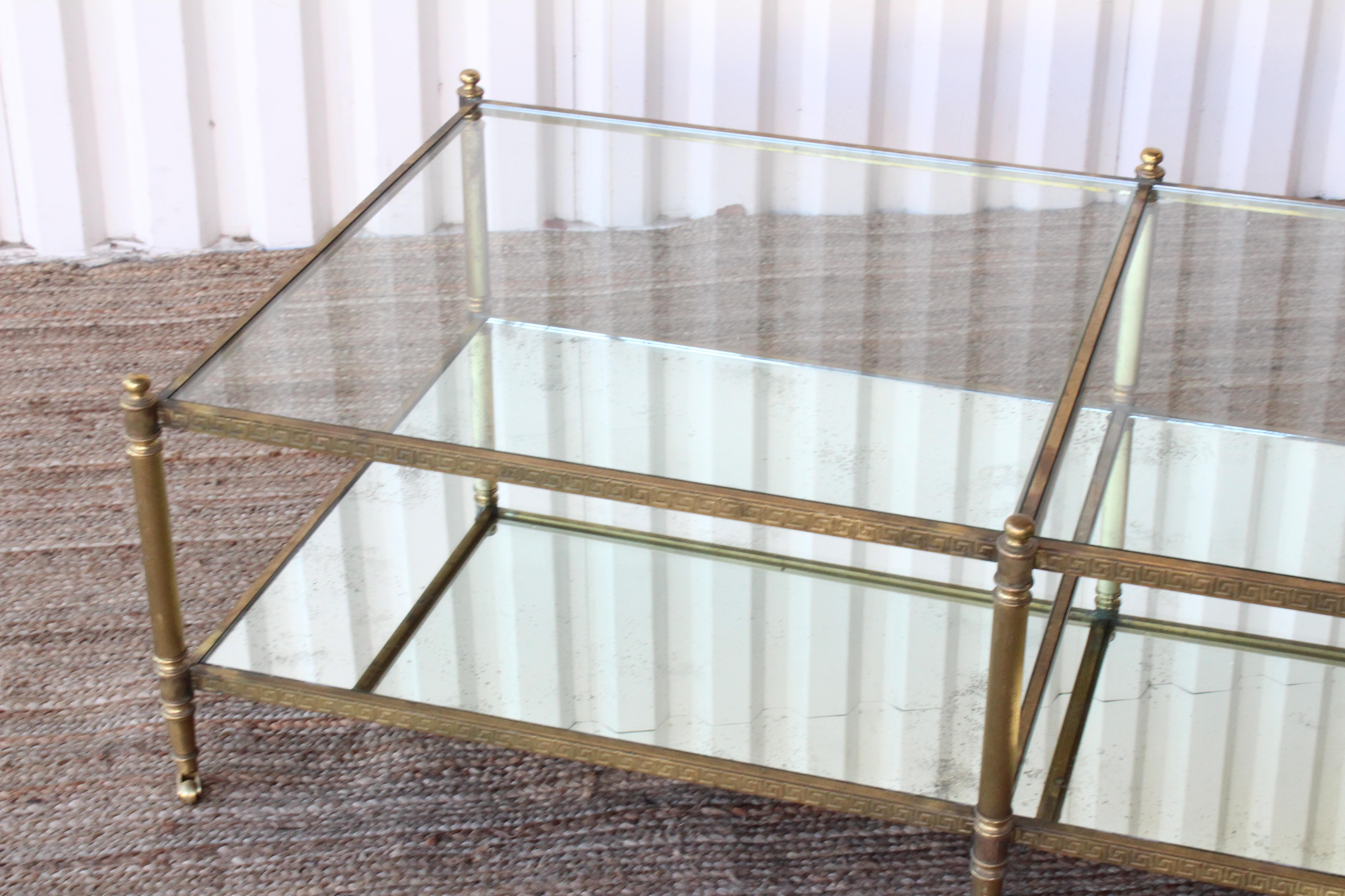 Vintage 1940s French Brass Tiered Coffee Table 1