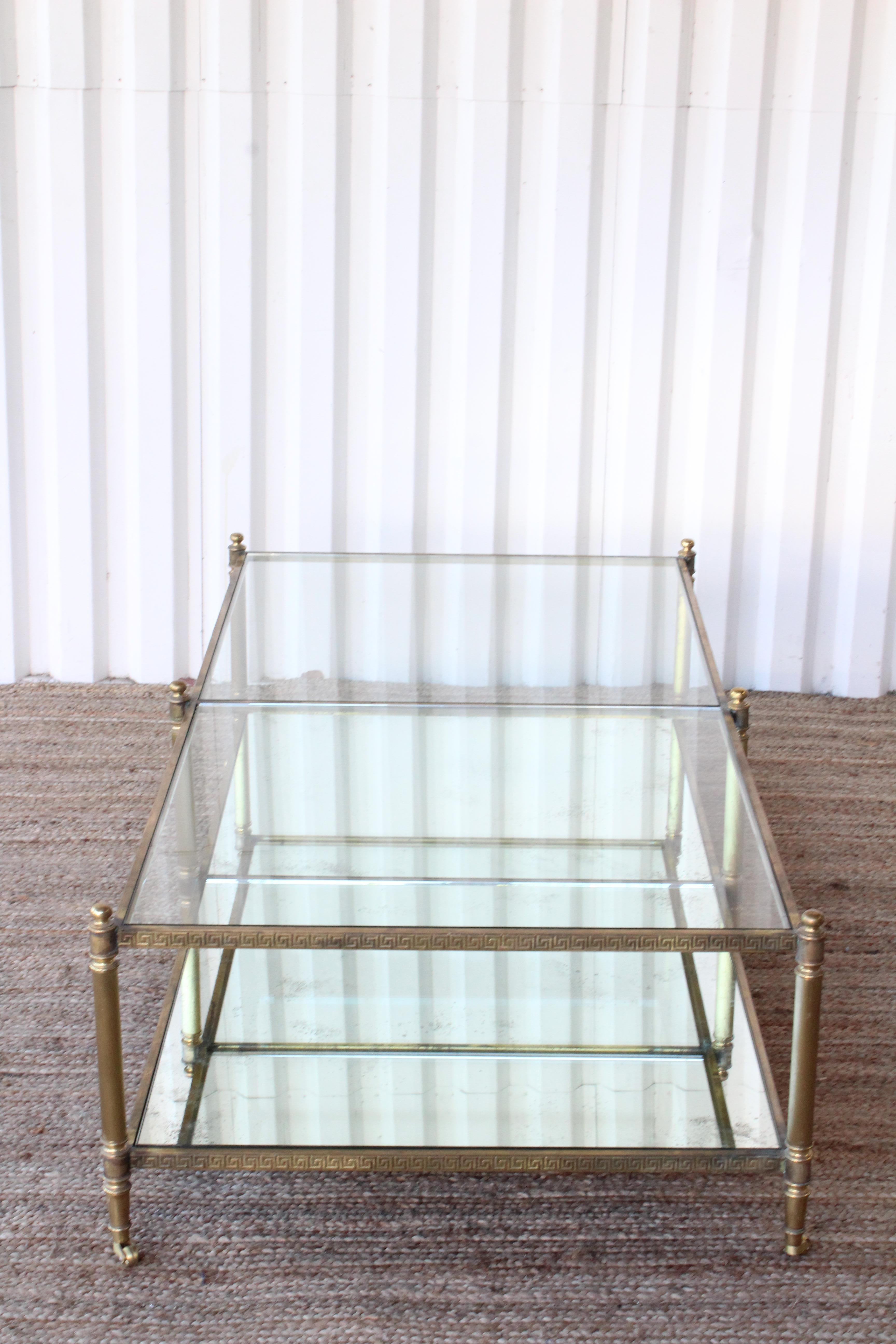 Vintage 1940s French Brass Tiered Coffee Table 2