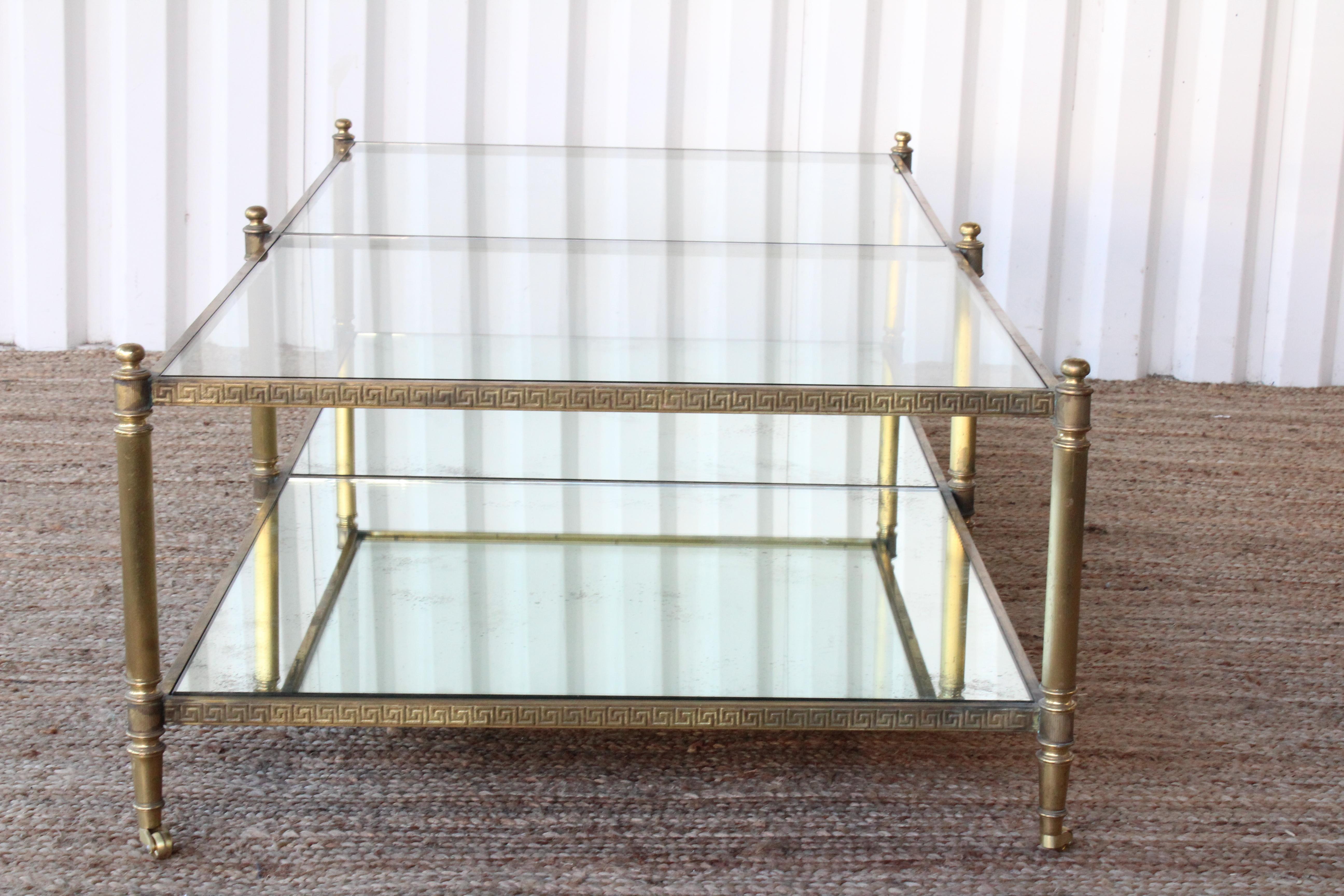 Vintage 1940s French Brass Tiered Coffee Table 3