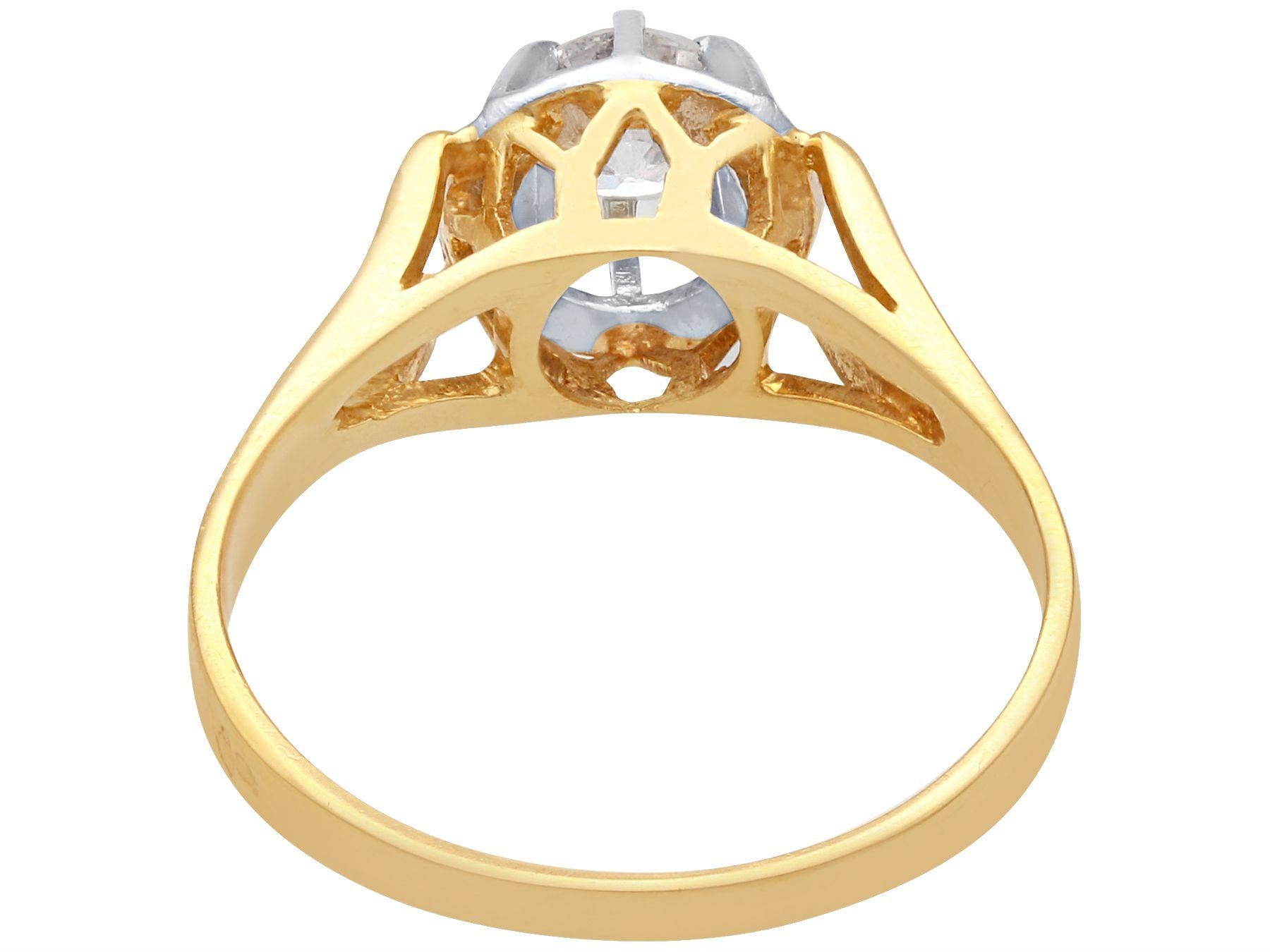 Old European Cut Vintage 1940s French Diamond and Yellow Gold Solitaire Ring For Sale