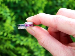 Vintage 1940s French Platinum Ruby Sapphire Diamond Bilateral Ring