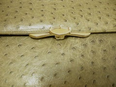 Vintage 1940s Full Quill Genuine Ostrich Low Key Olive Color Handbag
