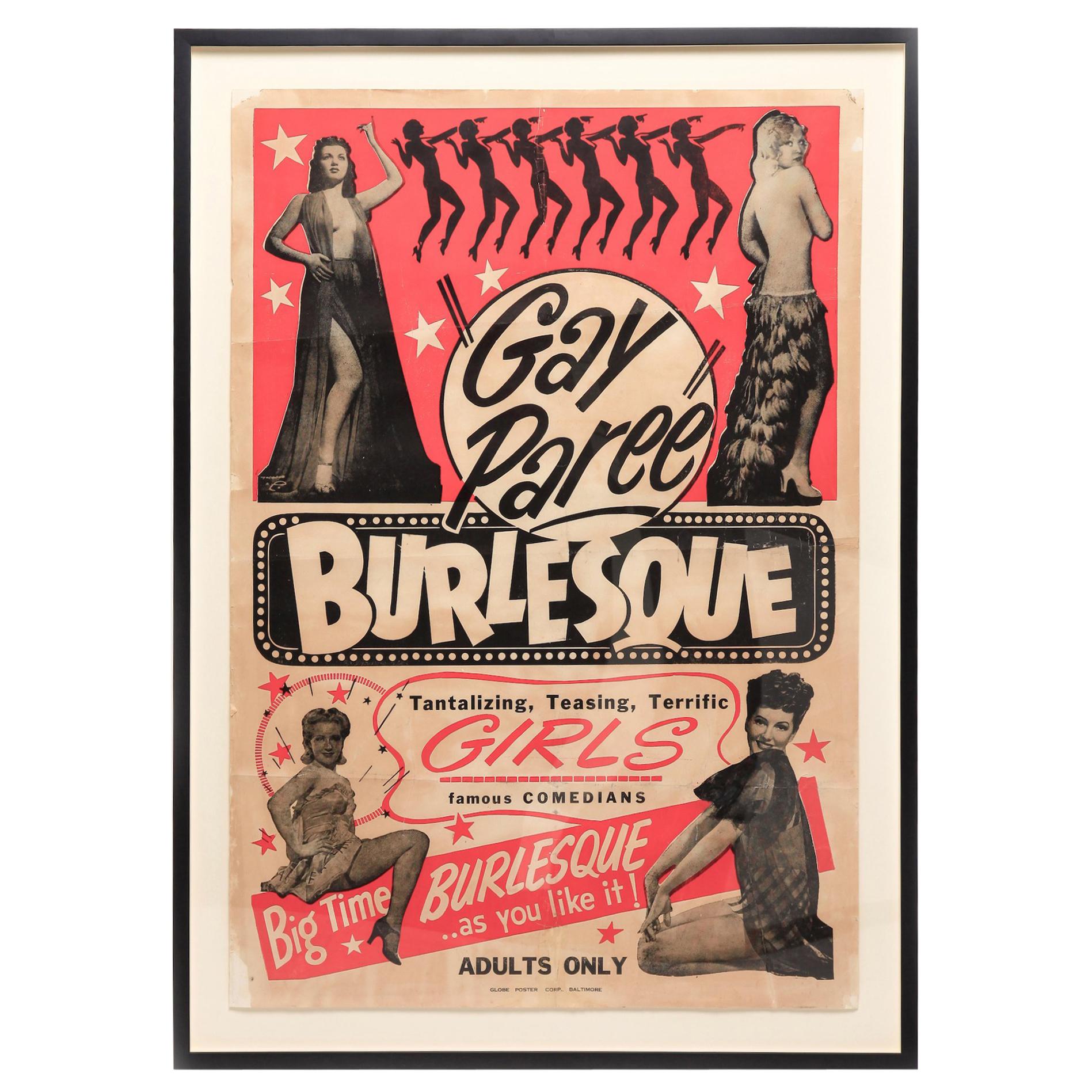 Vintage 1940s "Gay Paree" Burlesque Poster
