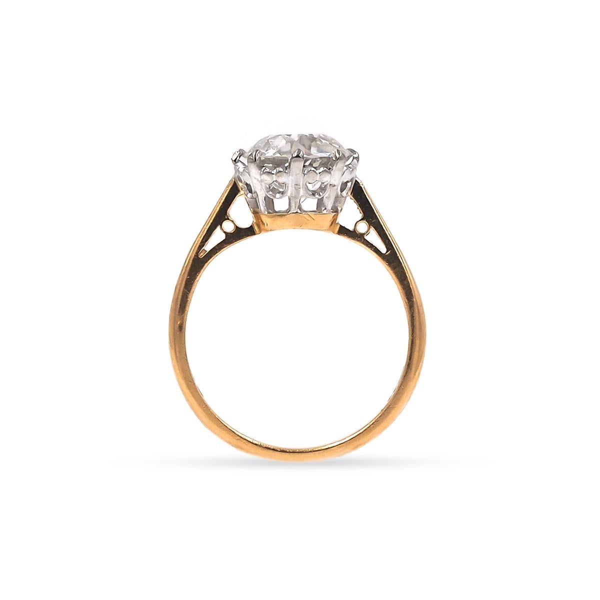 Vintage 1940s GIA Certified 1.70 Carat Diamond Solitaire Engagement Ring In Excellent Condition In Los Angeles, CA