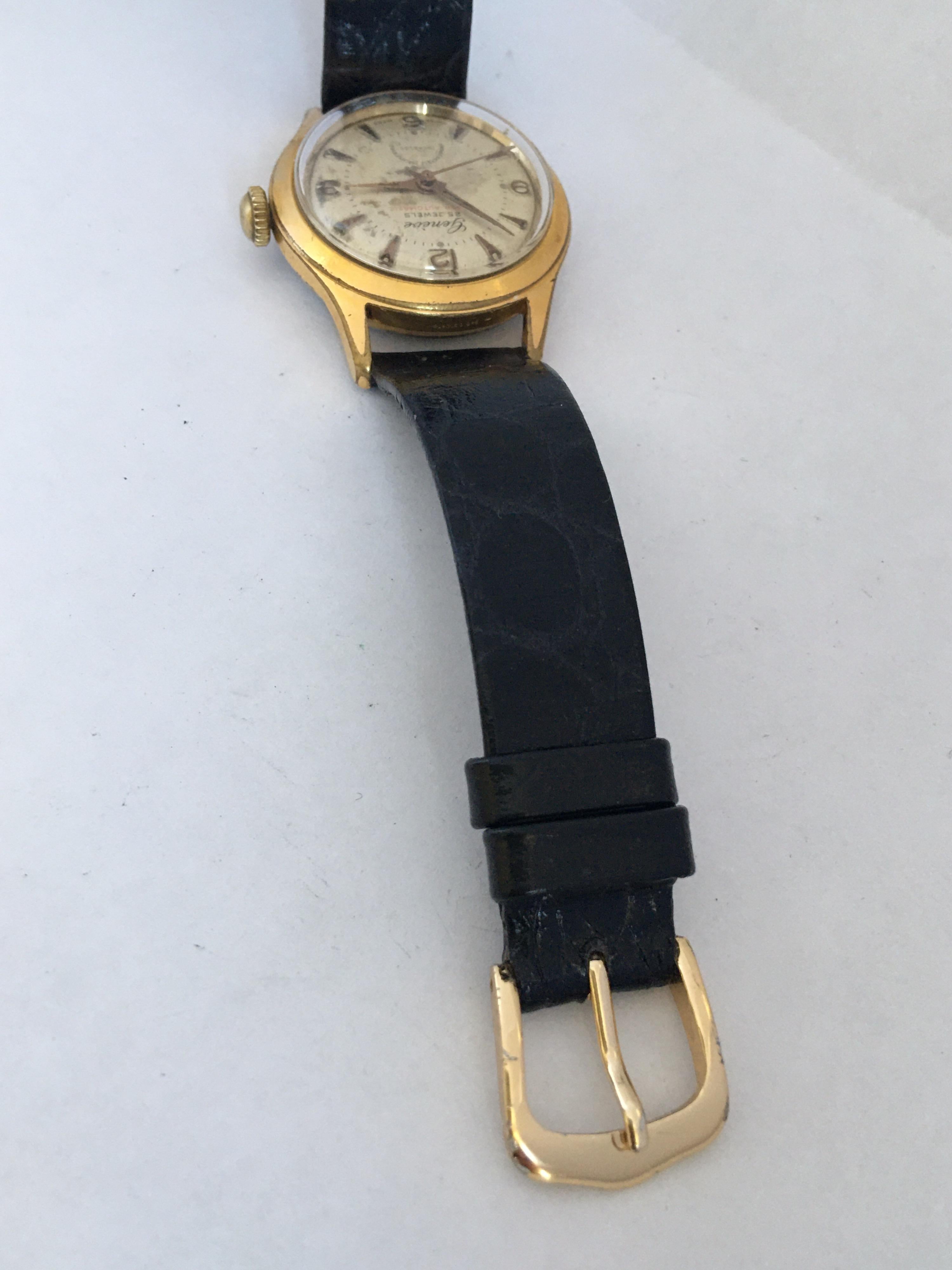 Vintage 1940s Gold Plated and Stainless Steel Back Genève Automatic Watch 1