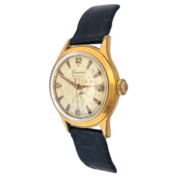 Vintage 1940s Gold Plated and Stainless Steel Back Genève Automatic ...