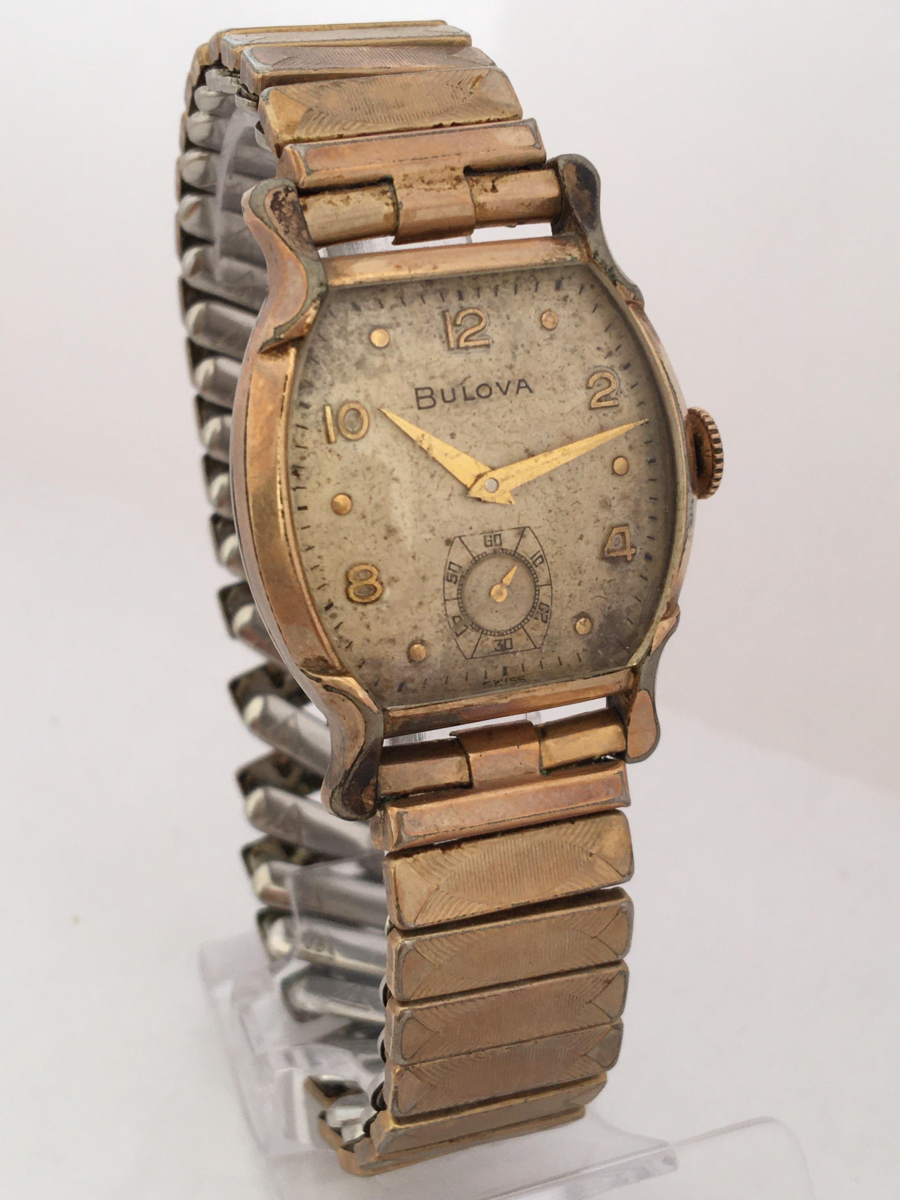 Vintage 1940s Gold-Plated Bulova Mechanical Watch For Sale 8