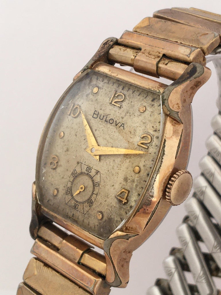 Vintage 1940s GoldPlated Bulova Mechanical Watch For Sale at 1stDibs