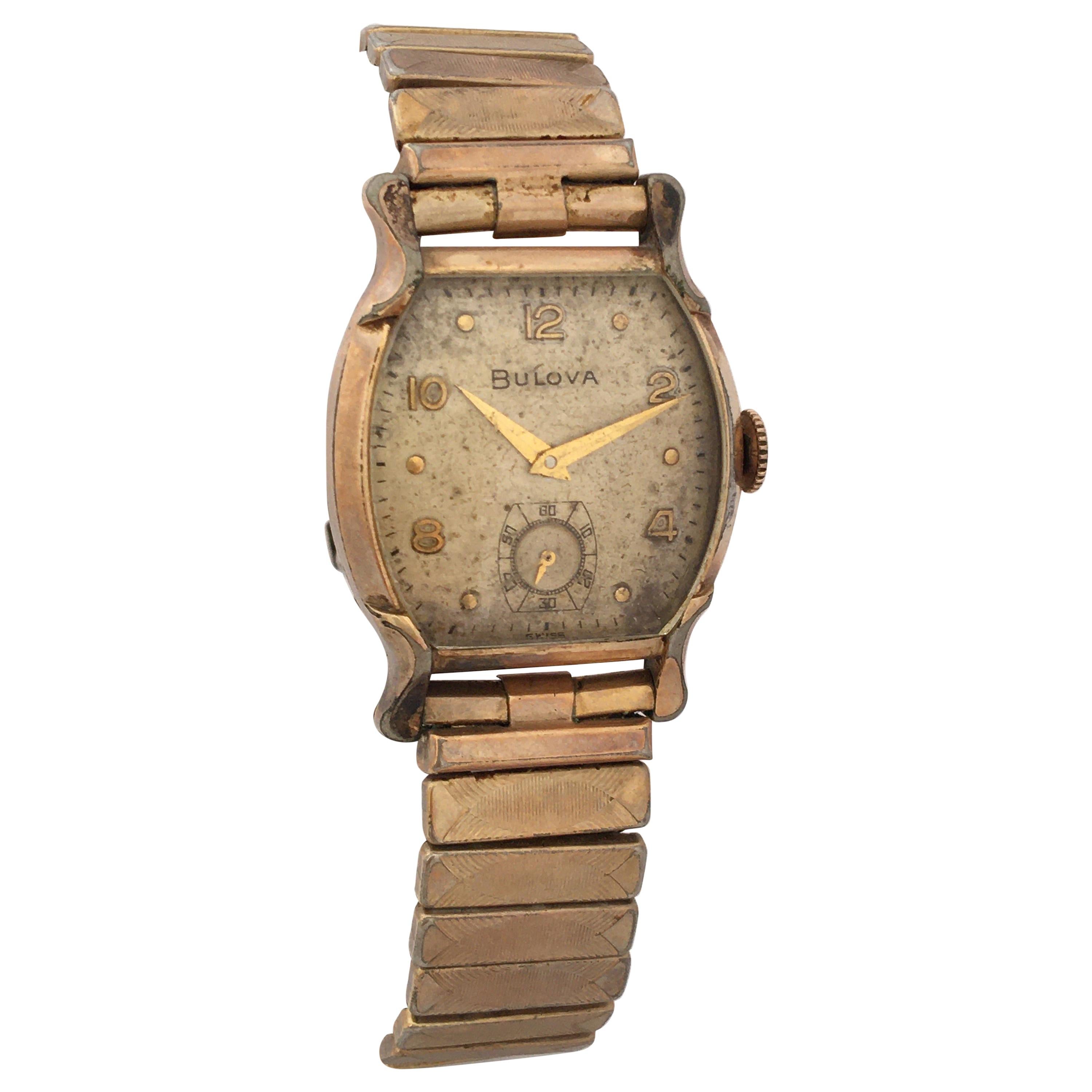 Vintage 1940s Gold-Plated Bulova Mechanical Watch For Sale