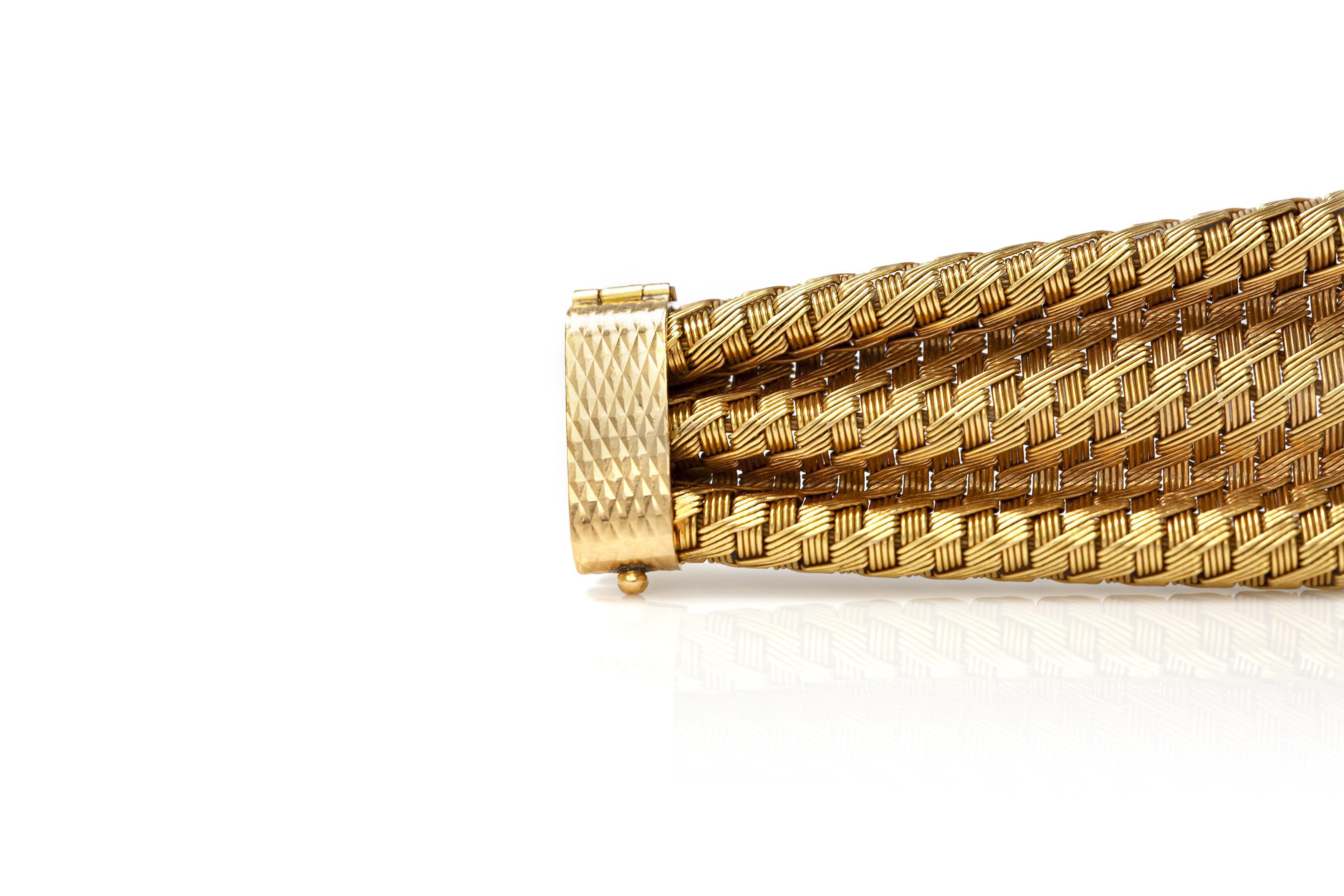 Bracelet tissé en or vintage des années 1940 en vente 3