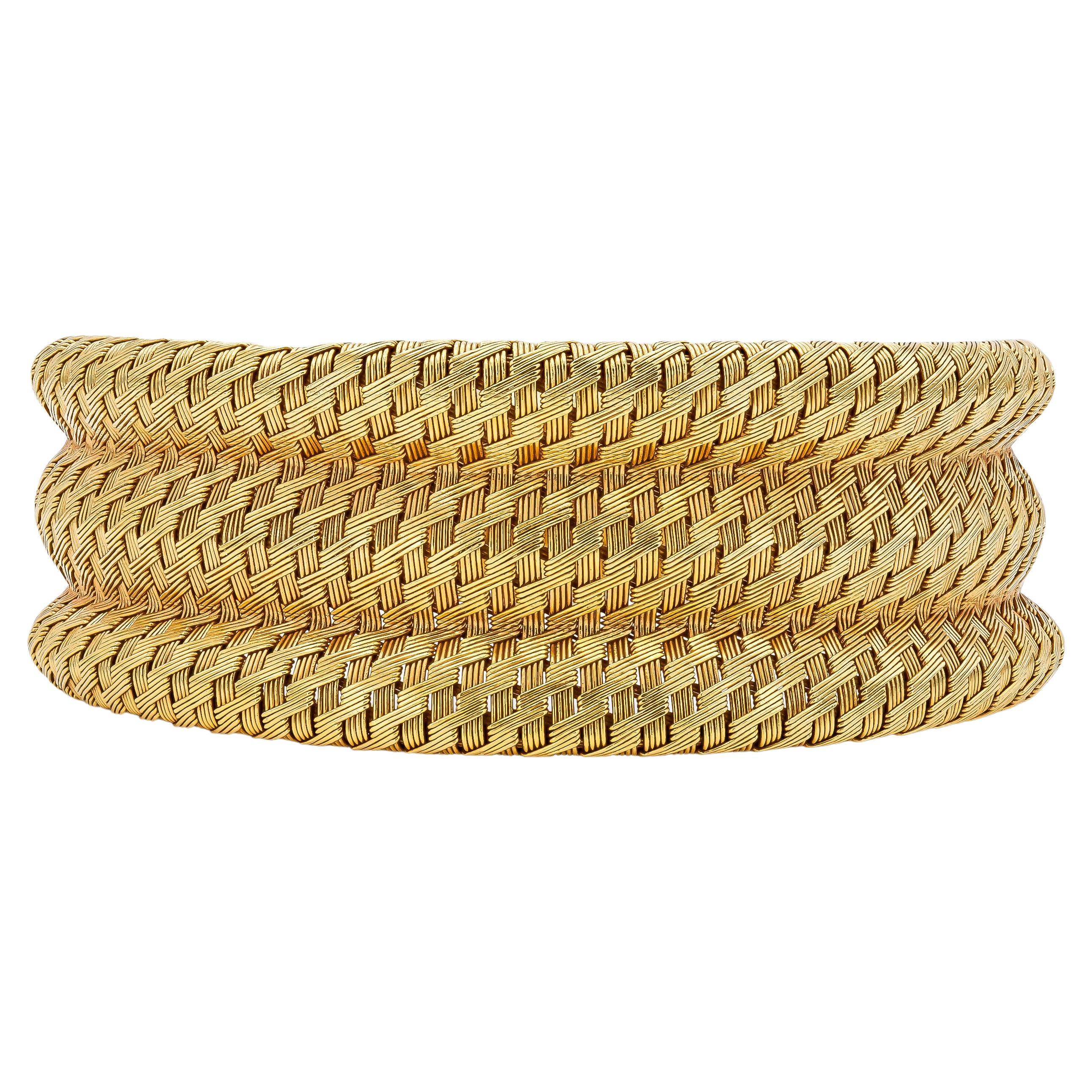 Vintage 1940er Gold gewebtes Armband im Angebot