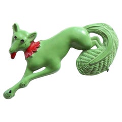 Vintage 1940's Green Celluloid Fox Brooch Novelty Animal Pin