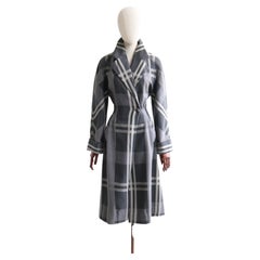 Vintage 1940's Grey Wool Plaid Coat UK 10 US 6