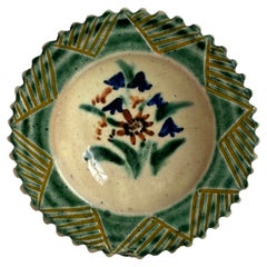 Piatto Vide-Poche in ceramica floreale dipinto a mano del 1940