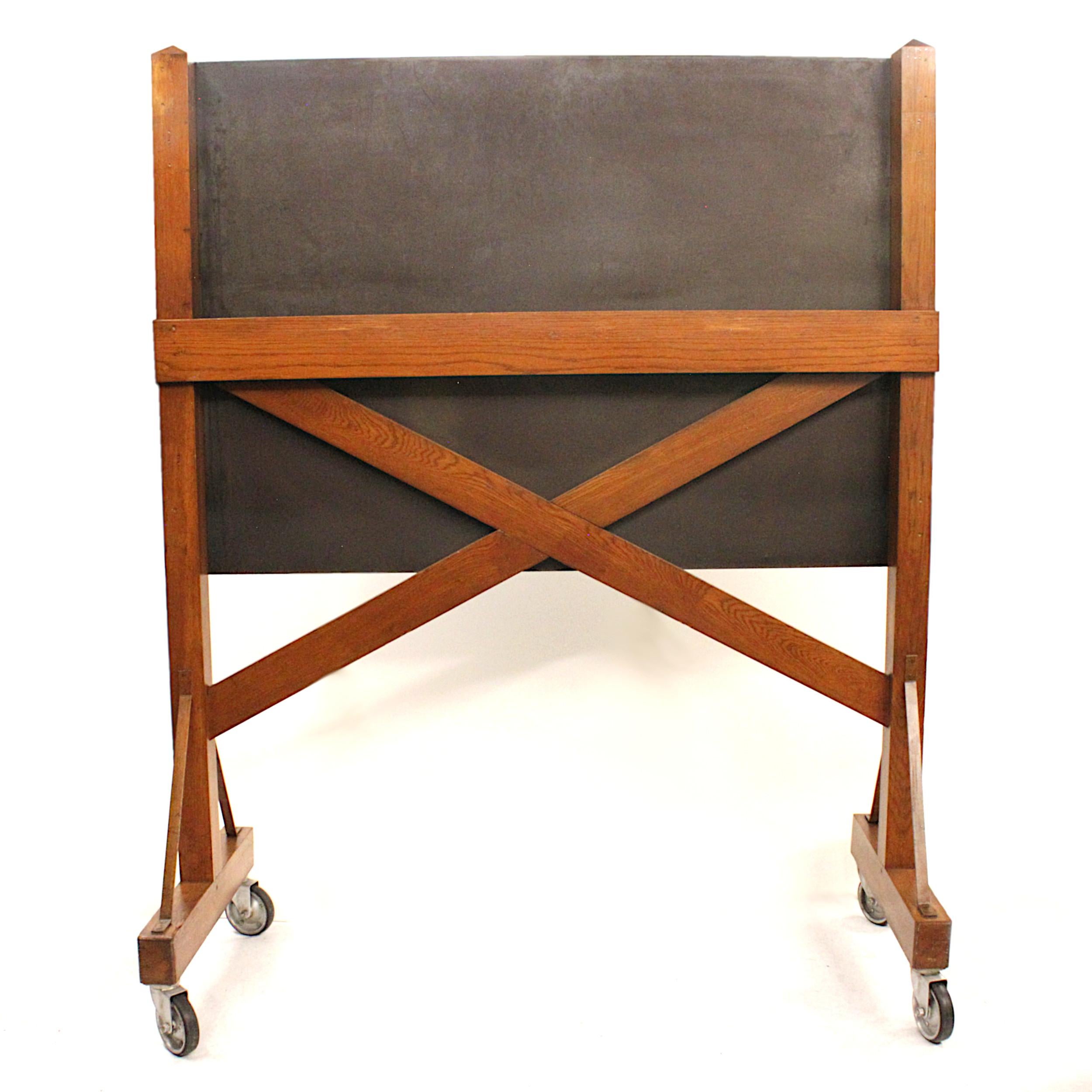 vintage chalkboard on wheels