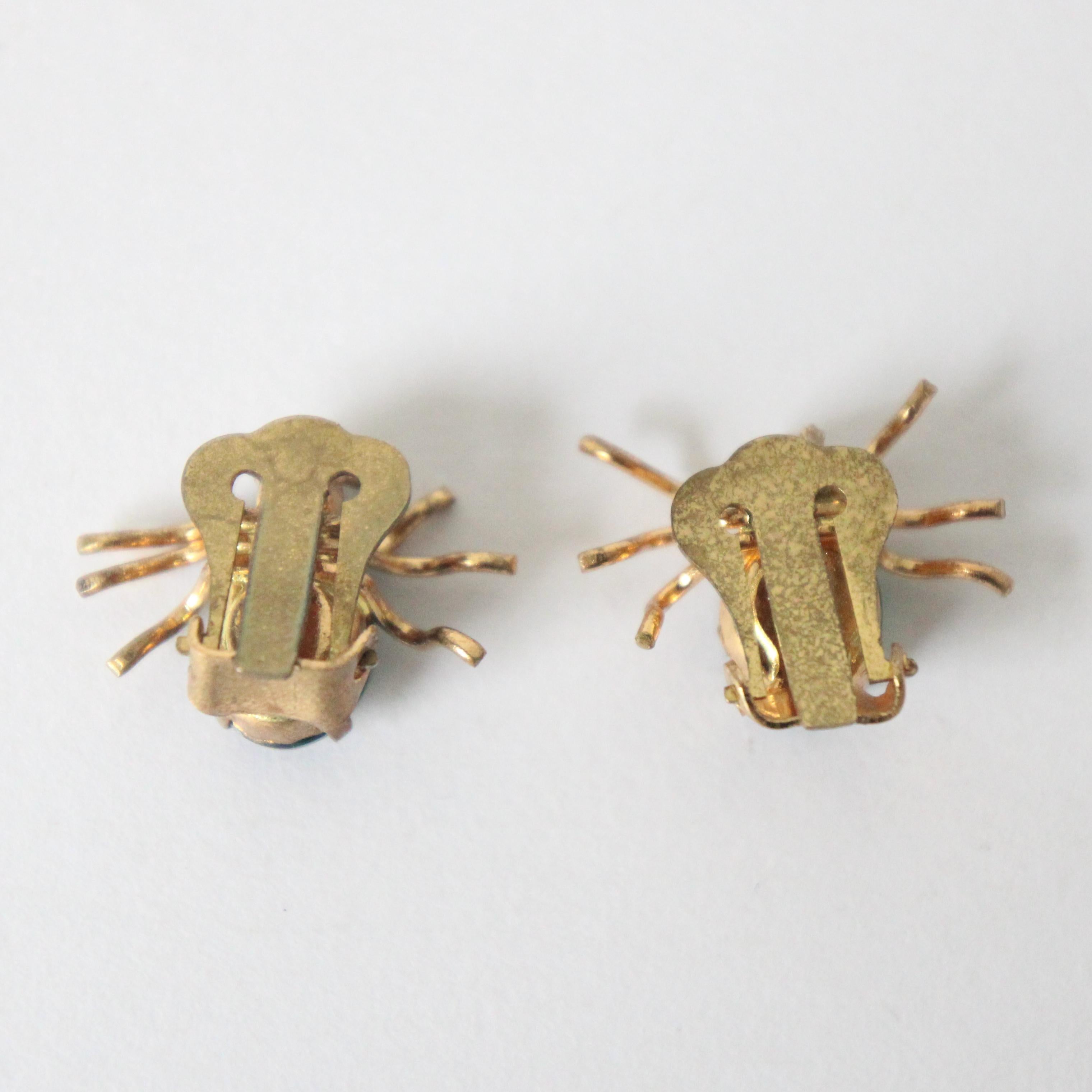 Conjunto de bisutería vintage de 1940 broche con pendientes de brillantes de insectos Art Decó en venta
