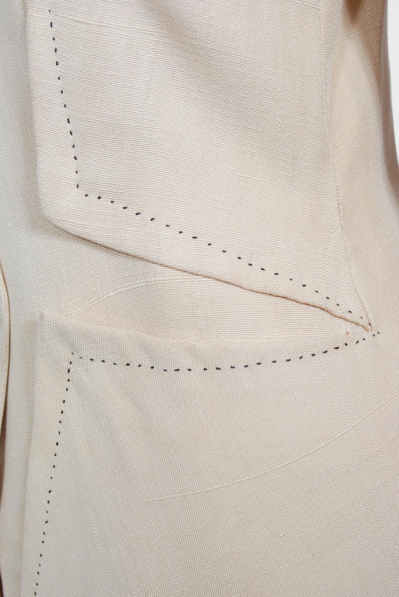 Women's Vintage 1940's Irene Lentz Cream Silk Gradient Buttons Deco-Star Jacket Suit  
