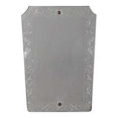 Vintage 1940s Italian-designed wall mirror with decorated glass