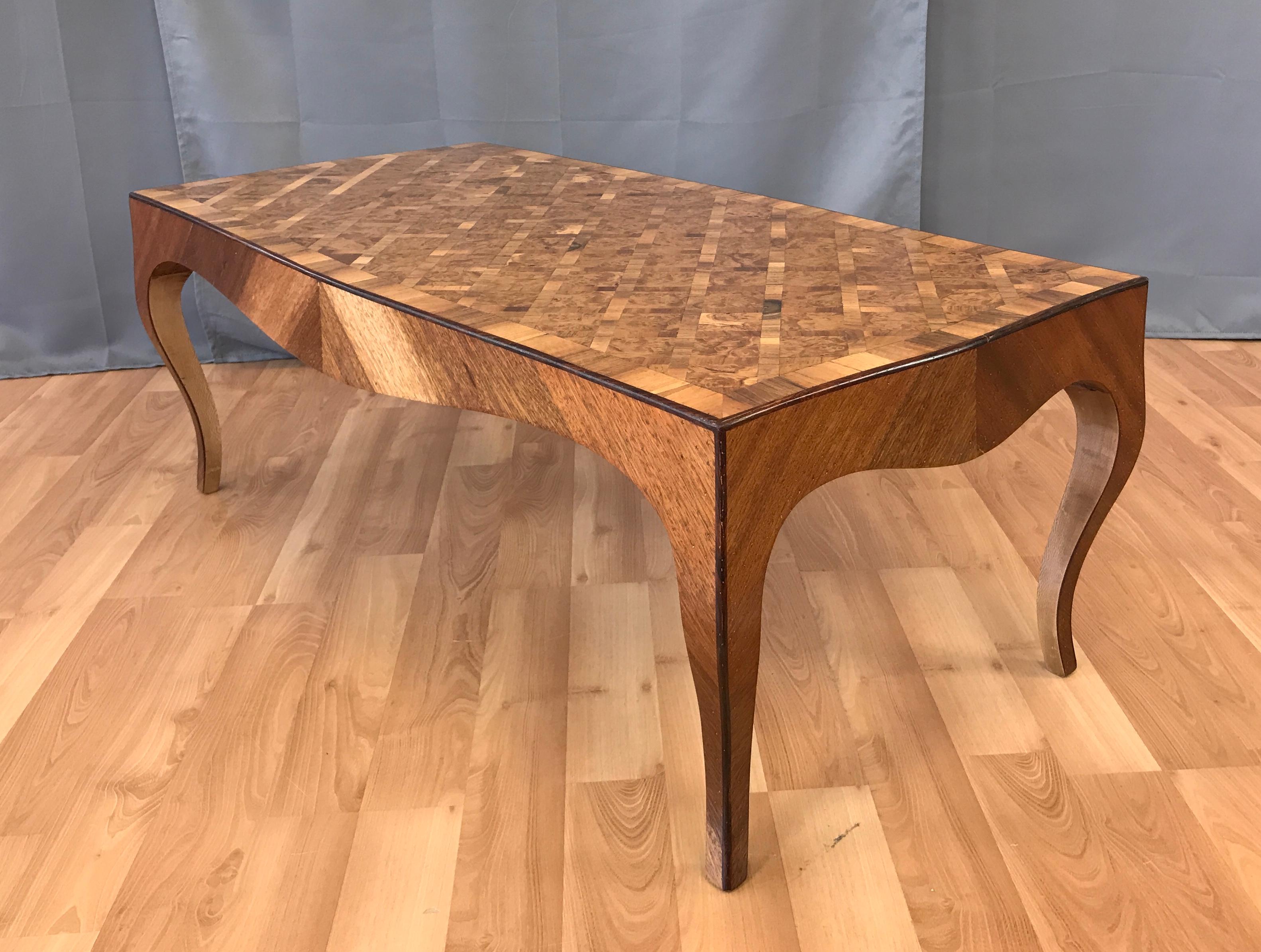 Vintage 1940s Italian Marquetry Coffee Table In Good Condition In San Francisco, CA