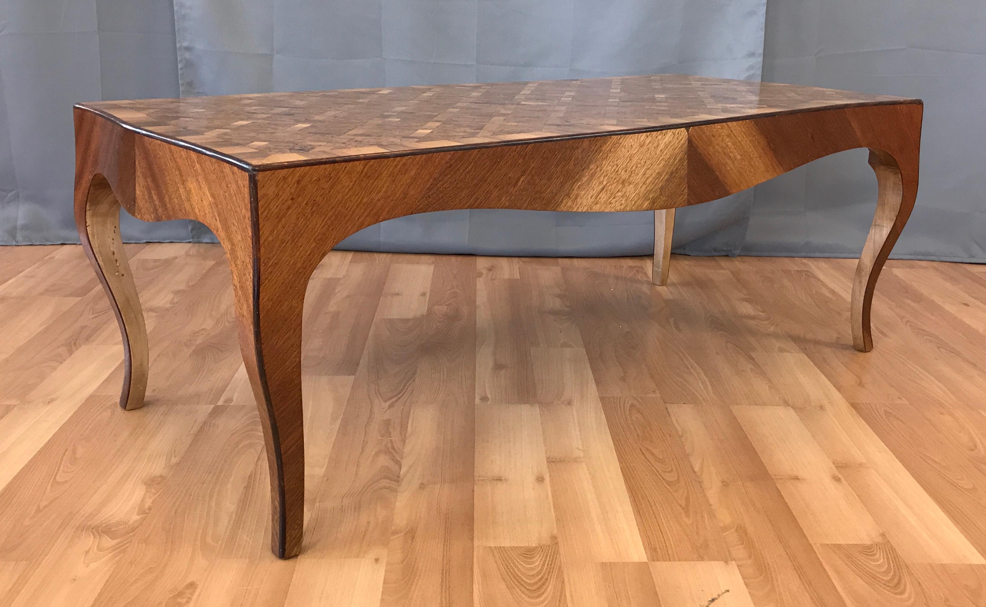 Wood Vintage 1940s Italian Marquetry Coffee Table