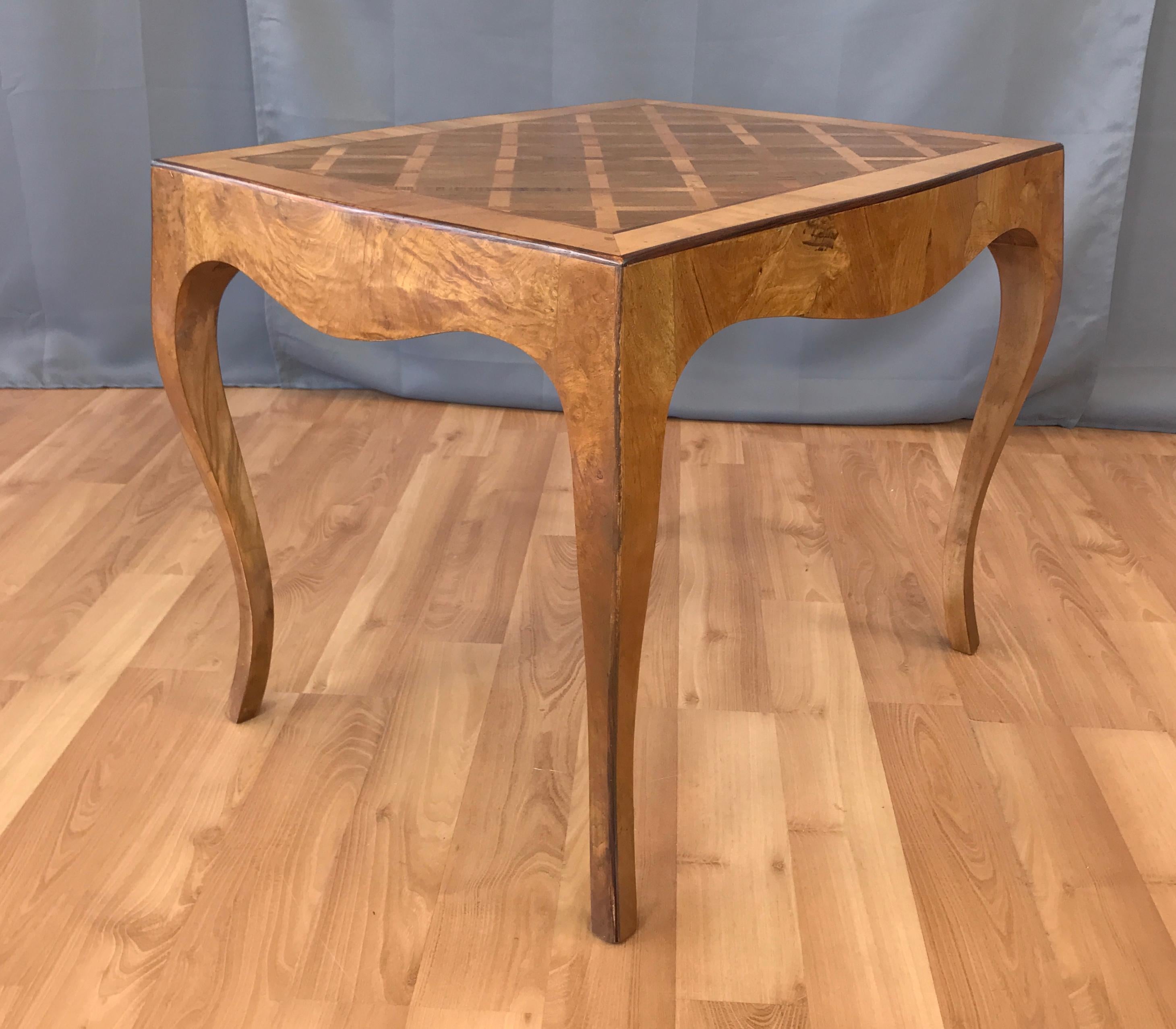 Wood Vintage 1940s Italian Marquetry End Table B