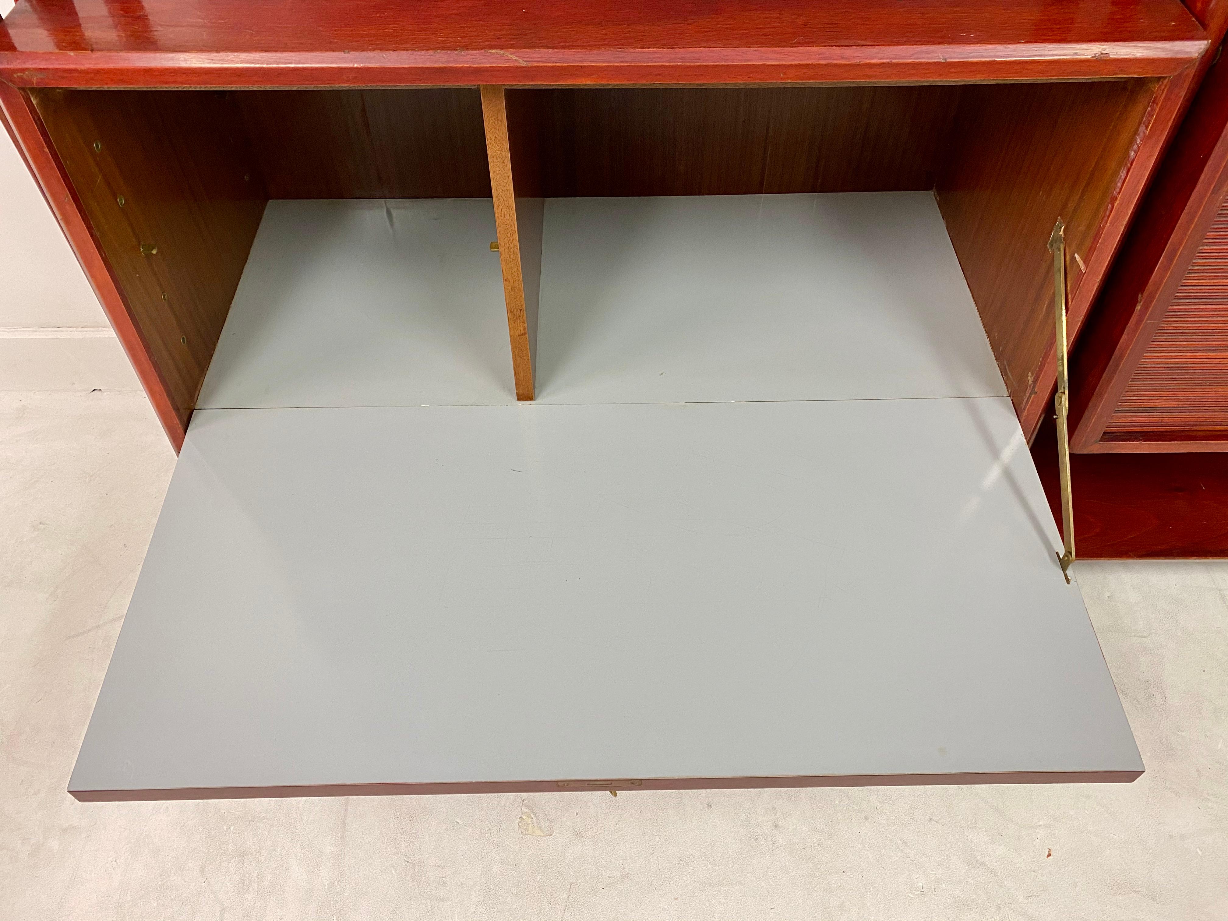 Vintage 1940s Italian Red Lacquered Wall Unit by Silvio Cavatorta 4