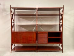 Vintage 1940s Italian Red Lacquered Wall Unit by Silvio Cavatorta