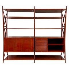 Vintage 1940s Italian Red Lacquered Wall Unit by Silvio Cavatorta